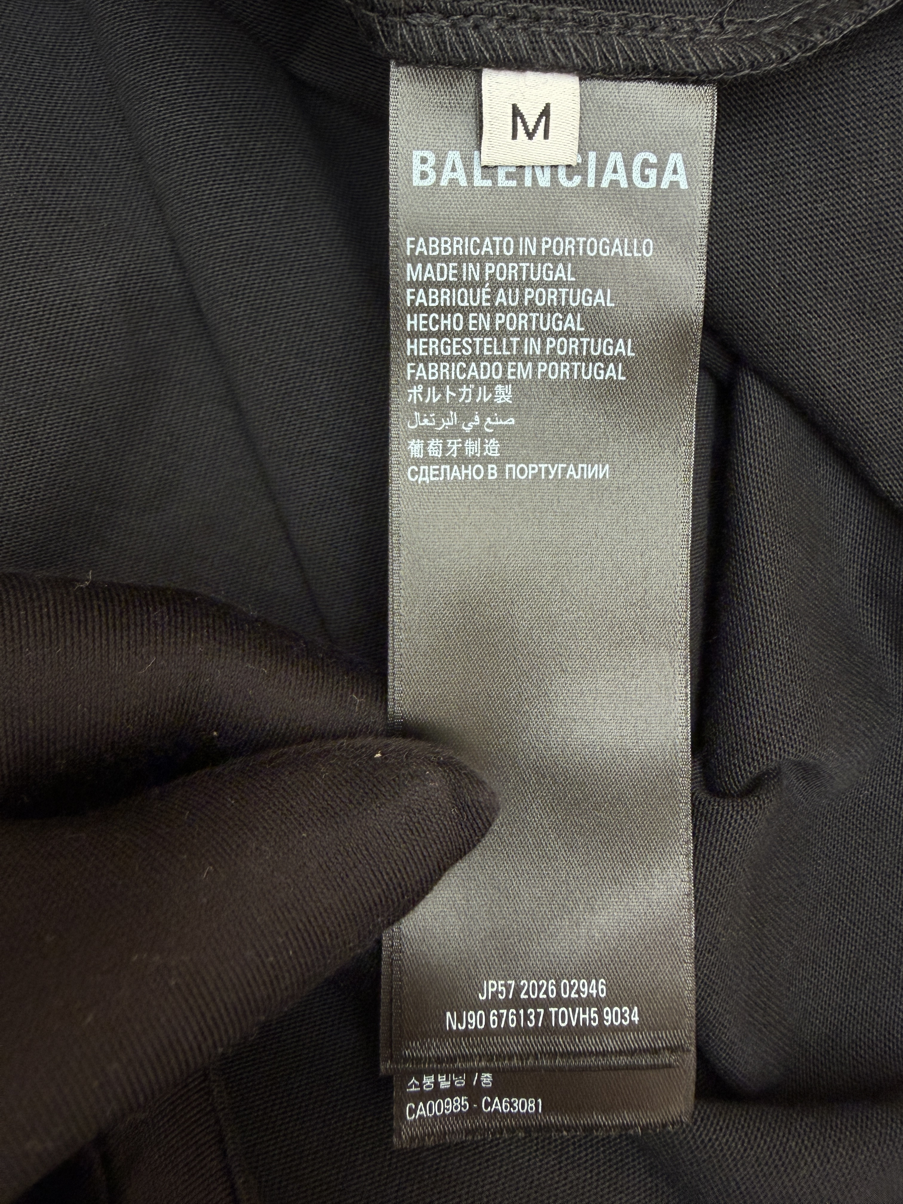 Balenciaga 巴黎世家 细闪胶带印花圆领短袖 T恤 圆领 夏季 黑色 灰色 A0 