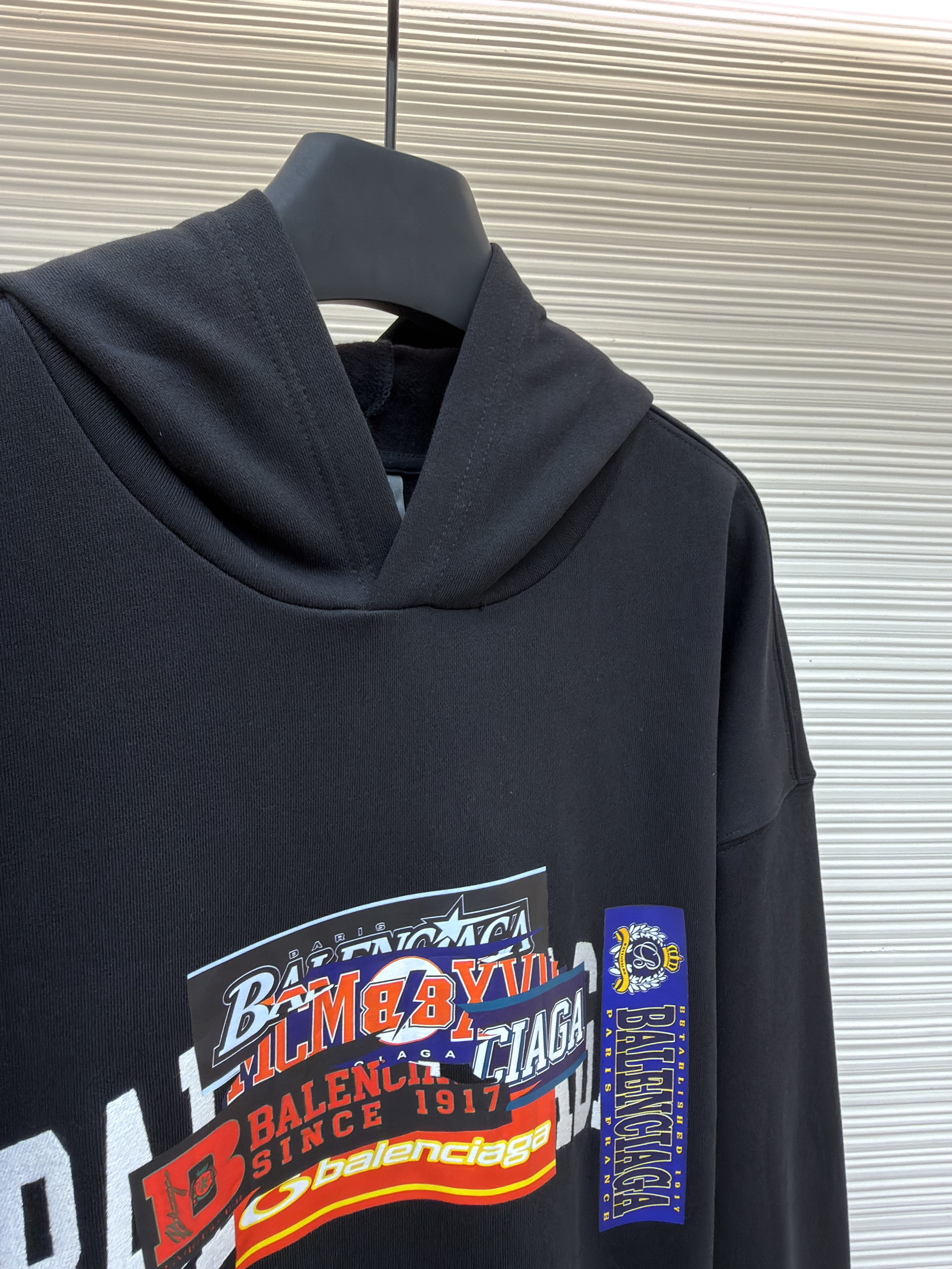 Balenciaga 巴黎世家 Bumper Stickers连帽卫衣 外套 连帽衫 长袖 秋冬 黑色 B0