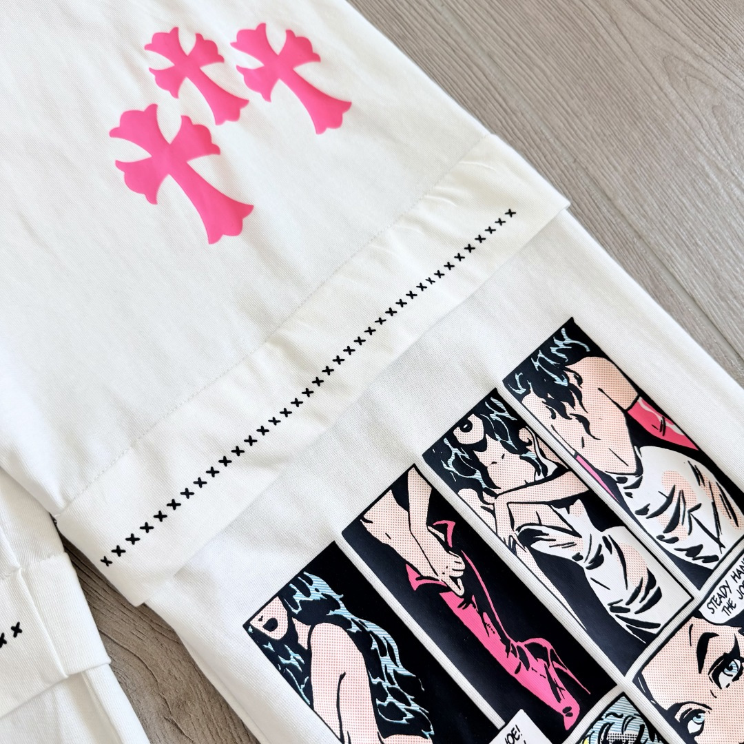 925 Chrome Hearts 克罗心 Deadly doll 黑色涂鸦漫画裤 卫裤 运动裤 休闲裤 长裤 裤子 白色 黑色 