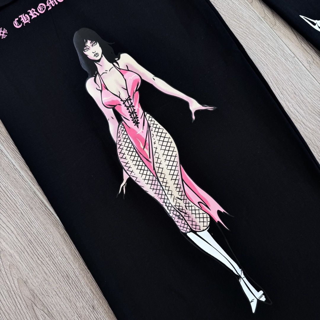 925 Chrome Hearts 克罗心 Deadly doll 黑色涂鸦漫画裤 卫裤 运动裤 休闲裤 长裤 裤子 白色 黑色 