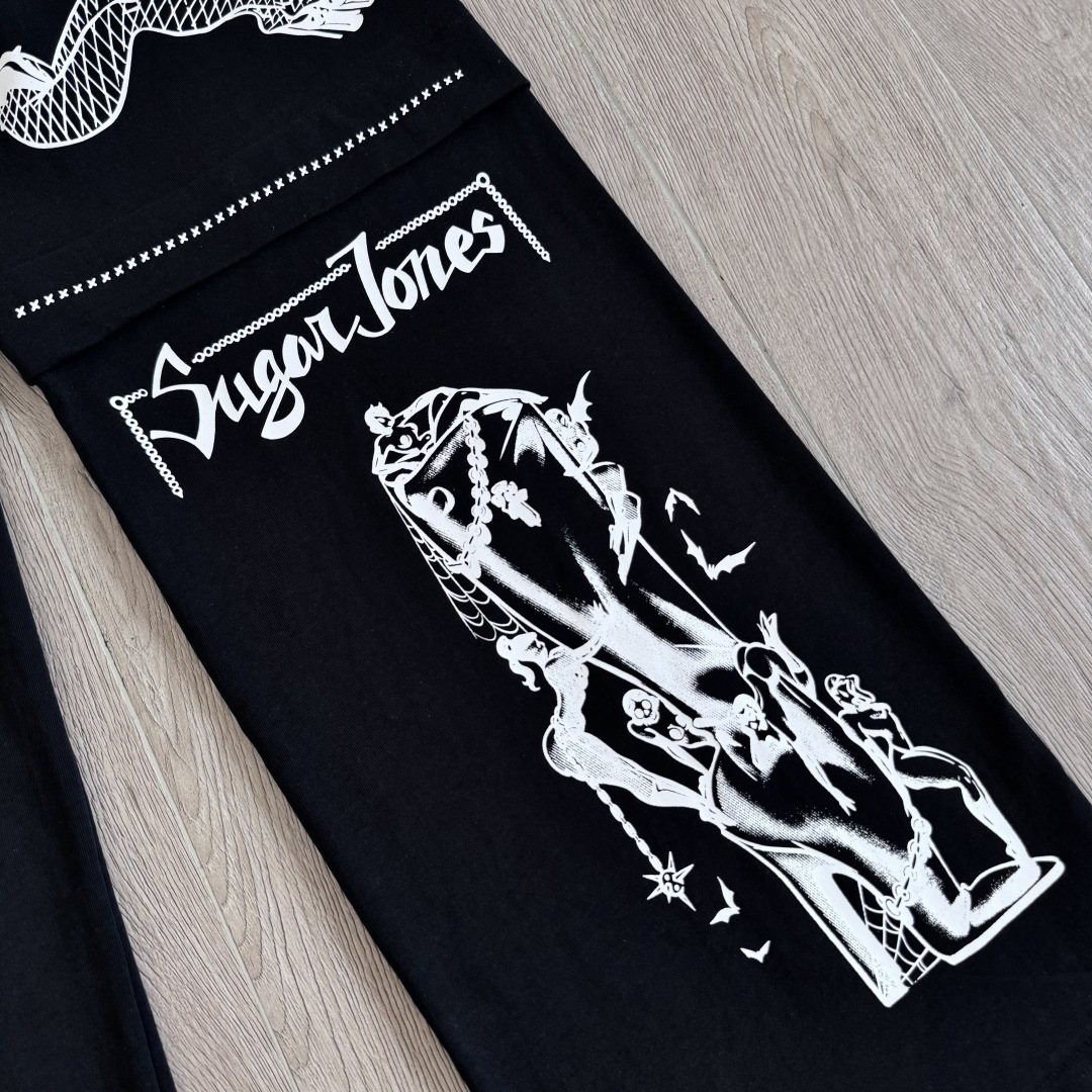925 Chrome Hearts 克罗心 Deadly doll 黑色涂鸦漫画裤 卫裤 运动裤 休闲裤 长裤 裤子 白色 黑色 