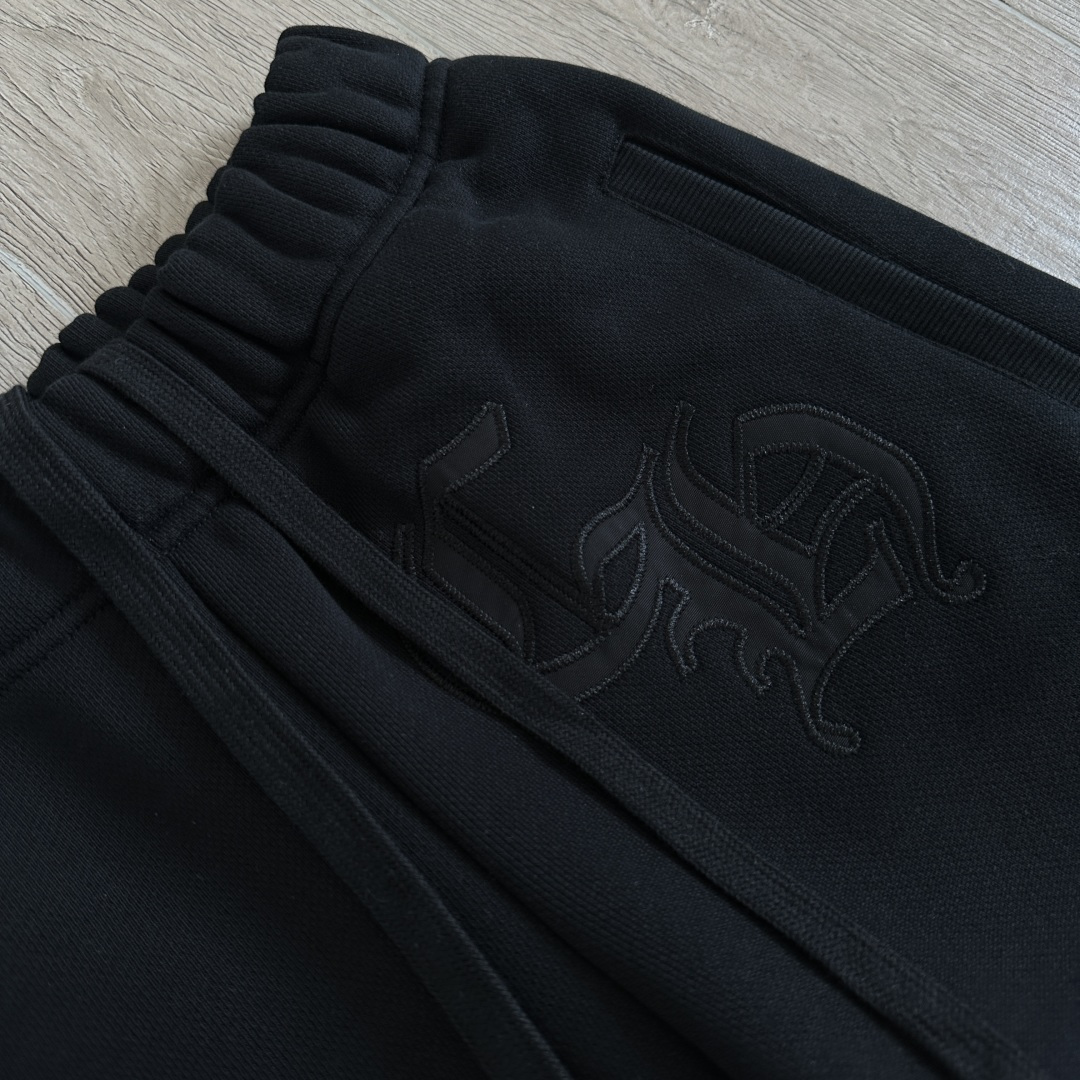 Chrome Hearts 克罗心 黑色字母logo刺绣松紧腰卫裤 运动裤 休闲裤 长裤 裤子 黑色 