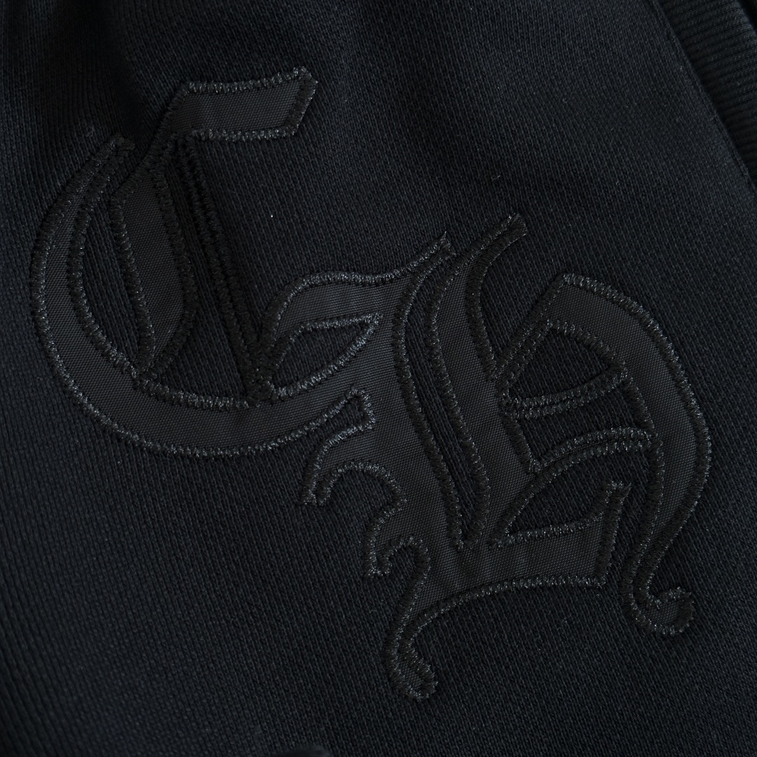 Chrome Hearts 克罗心 黑色字母logo刺绣松紧腰卫裤 运动裤 休闲裤 长裤 裤子 黑色 