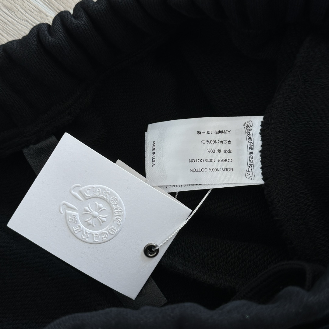 Chrome Hearts 克罗心 黑色字母logo刺绣松紧腰卫裤 运动裤 休闲裤 长裤 裤子 黑色 