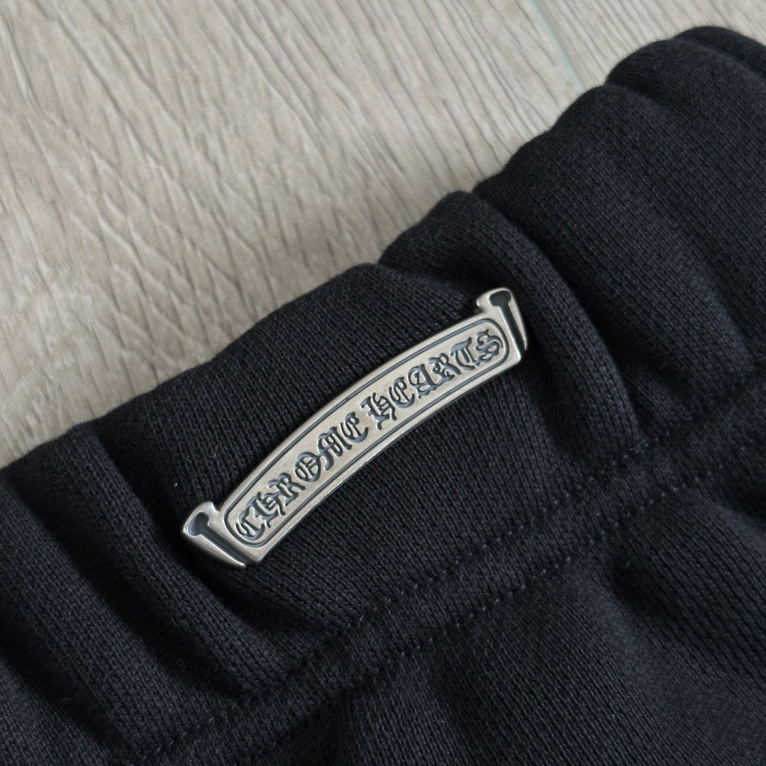 Chrome Hearts 克罗心 黑色字母logo刺绣松紧腰卫裤 运动裤 休闲裤 长裤 裤子 黑色 
