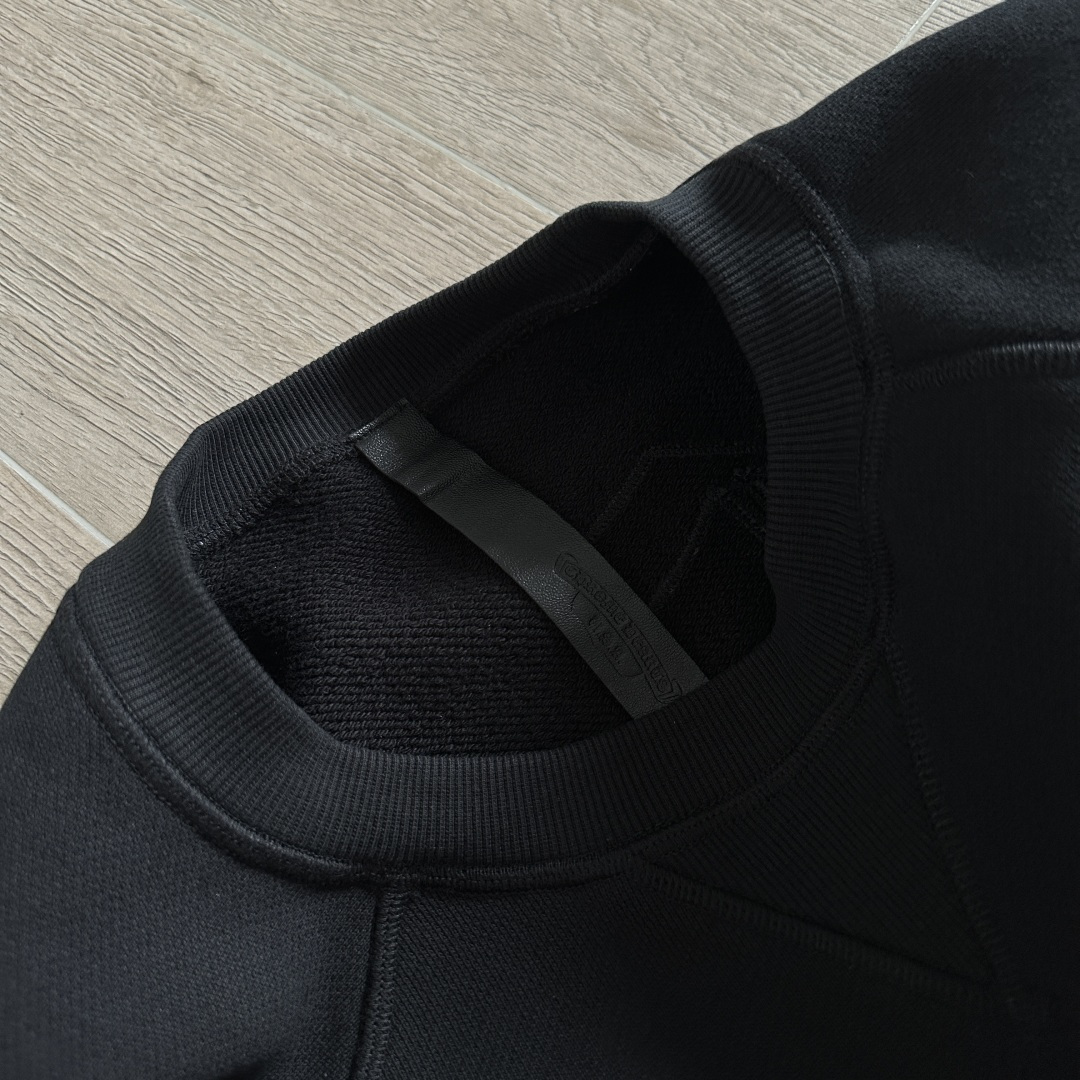 925 Chrome Hearts 克罗心 黑色字母刺绣logo圆领卫衣 帽衫 长袖 外套 黑色 