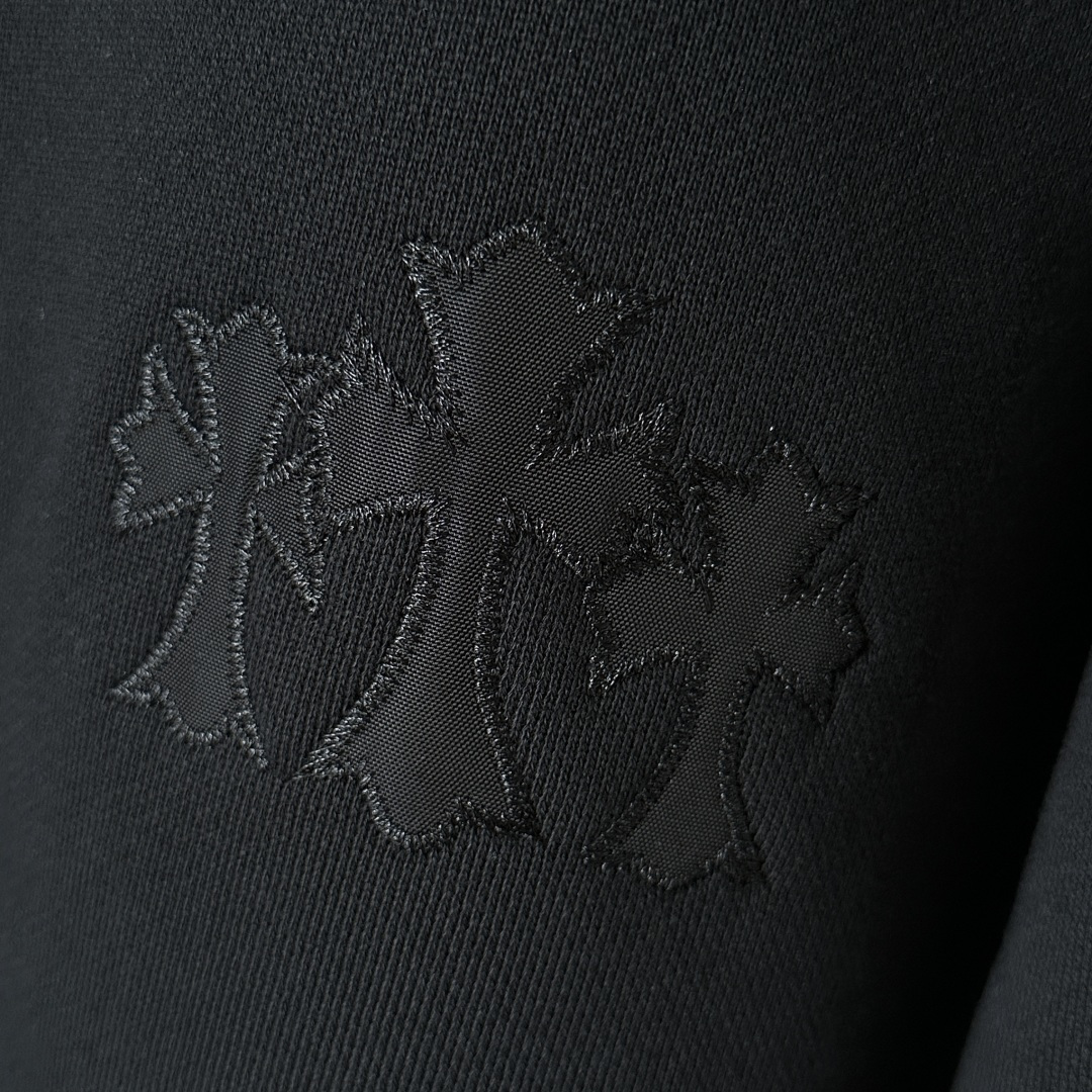925 Chrome Hearts 克罗心 黑色字母刺绣logo圆领卫衣 帽衫 长袖 外套 黑色 