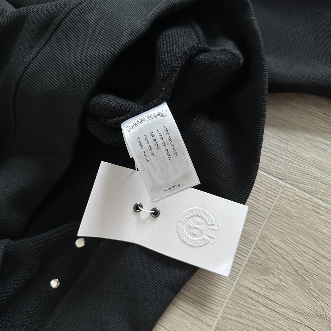 925 Chrome Hearts 克罗心 黑色字母刺绣logo圆领卫衣 帽衫 长袖 外套 黑色 