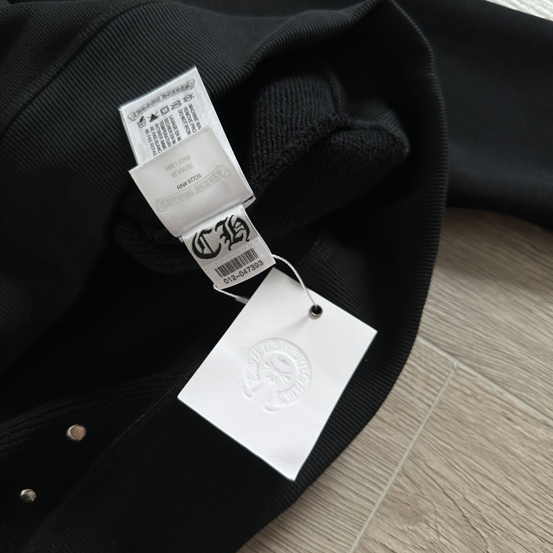 925 Chrome Hearts 克罗心 黑色字母刺绣logo圆领卫衣 帽衫 长袖 外套 黑色 