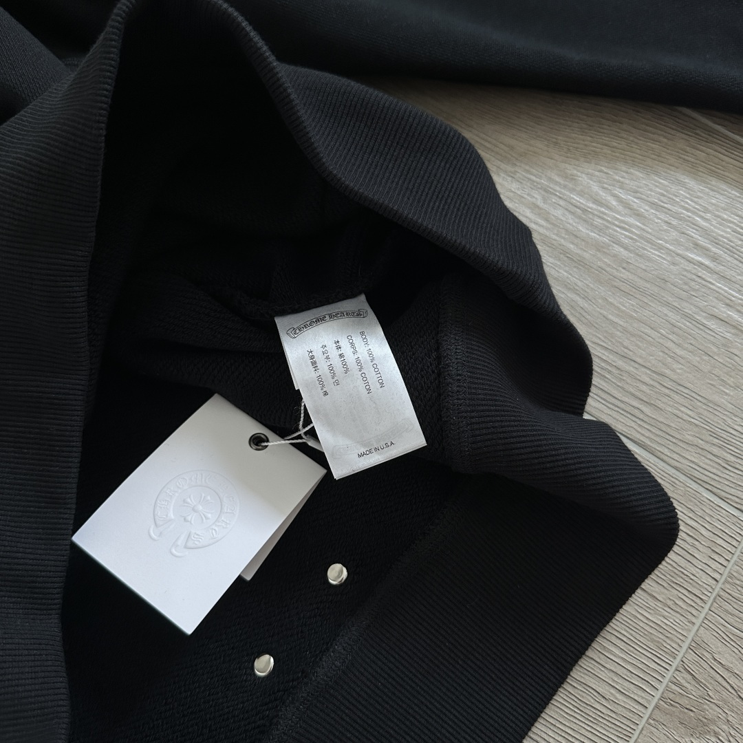 925 Chrome Hearts 克罗心 字母刺绣logo连帽卫衣 连帽衫 长袖 外套 黑色 