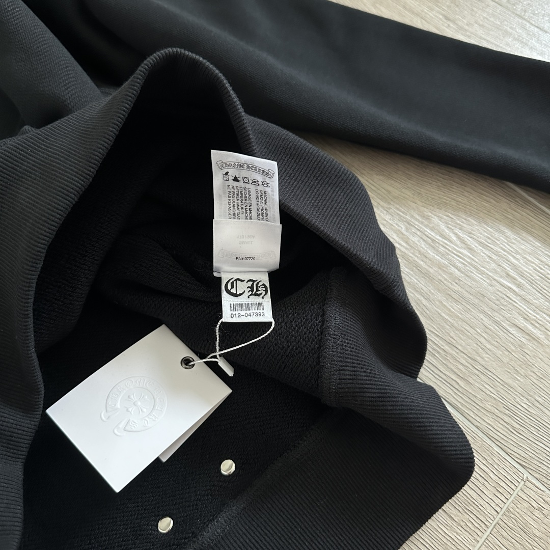 925 Chrome Hearts 克罗心 字母刺绣logo连帽卫衣 连帽衫 长袖 外套 黑色 