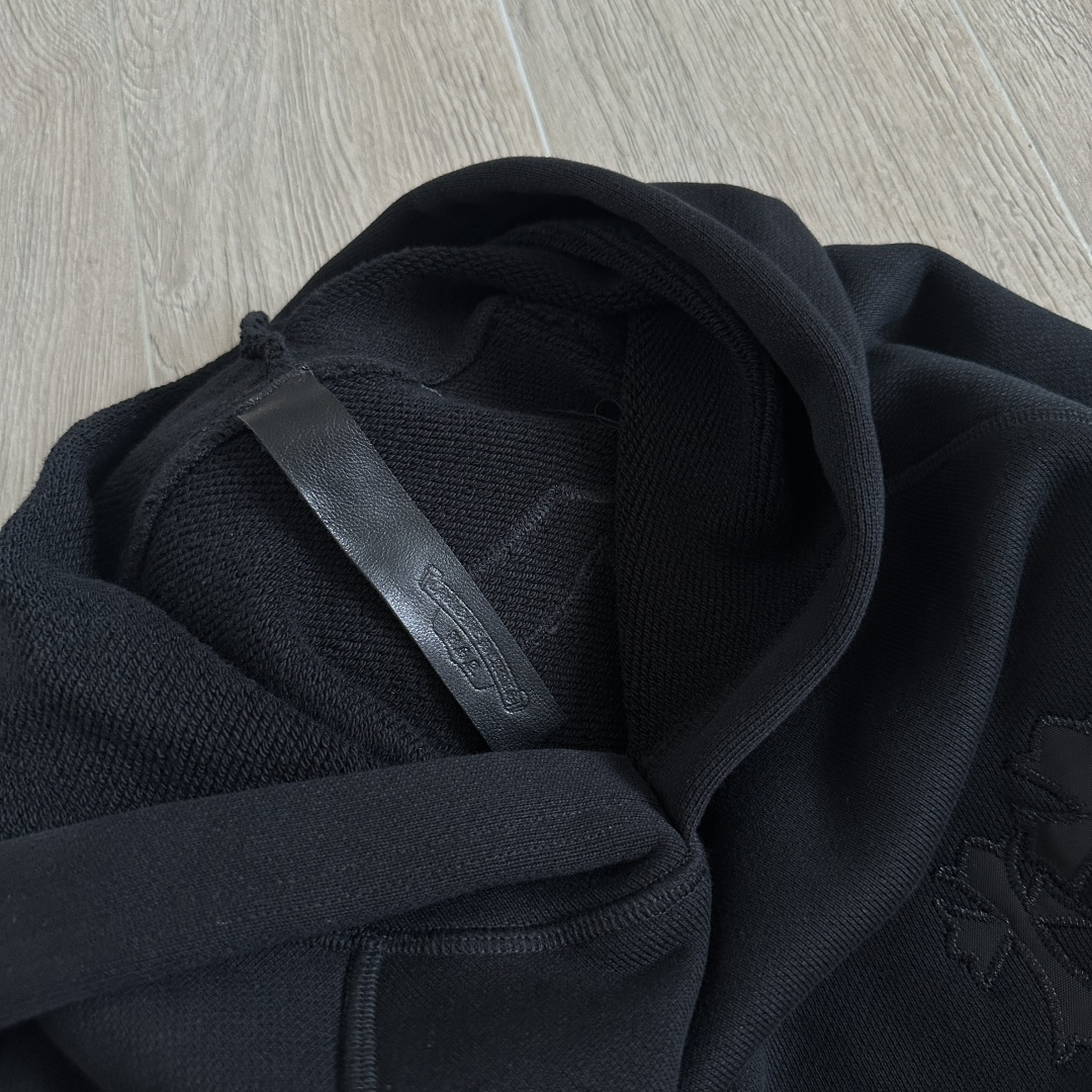 925 Chrome Hearts 克罗心 字母刺绣logo连帽卫衣 连帽衫 长袖 外套 黑色 