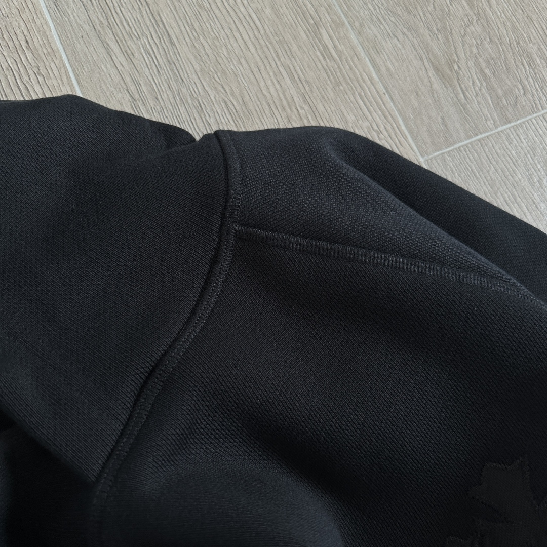 925 Chrome Hearts 克罗心 字母刺绣logo连帽卫衣 连帽衫 长袖 外套 黑色 