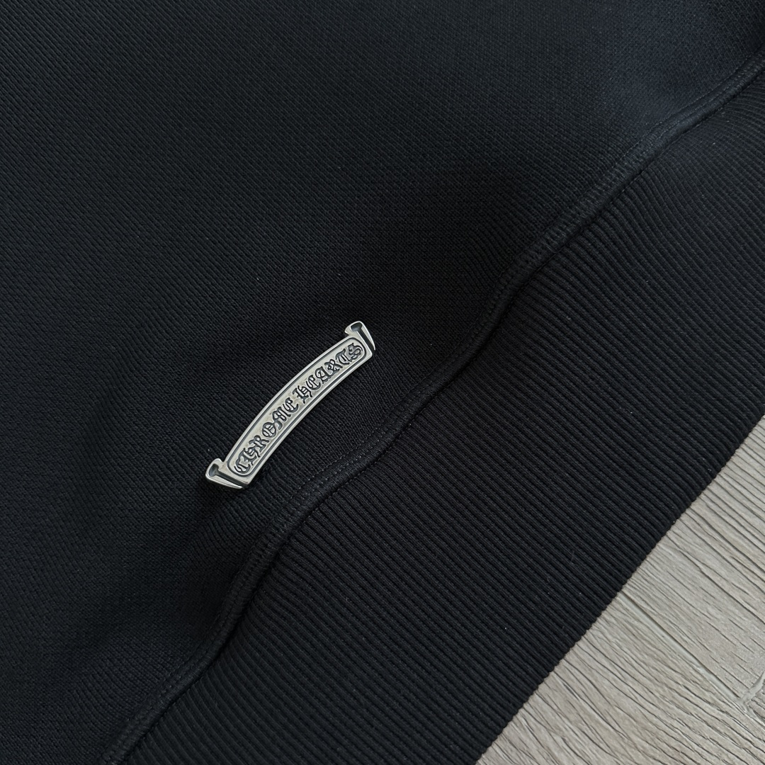 925 Chrome Hearts 克罗心 字母刺绣logo连帽卫衣 连帽衫 长袖 外套 黑色 