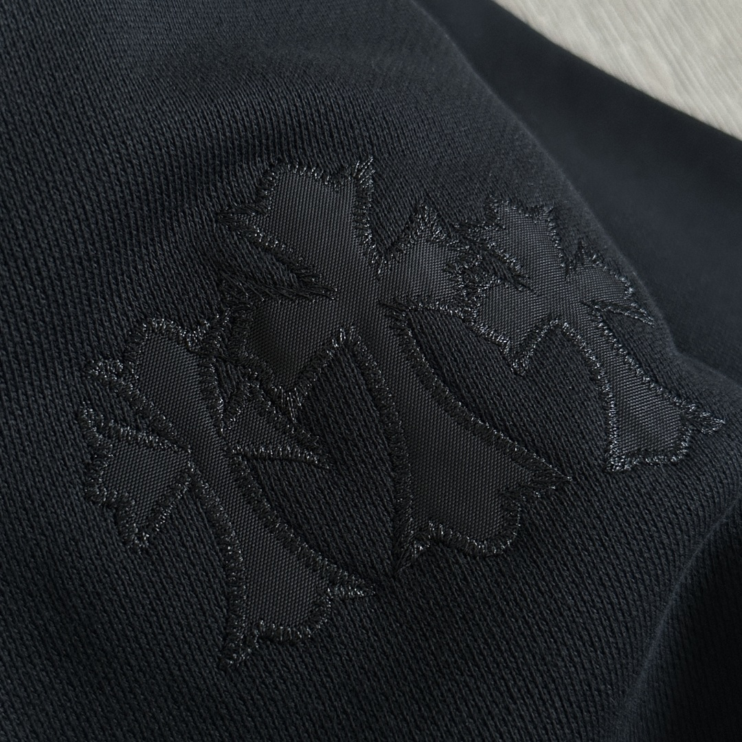 925 Chrome Hearts 克罗心 字母刺绣logo连帽卫衣 连帽衫 长袖 外套 黑色 