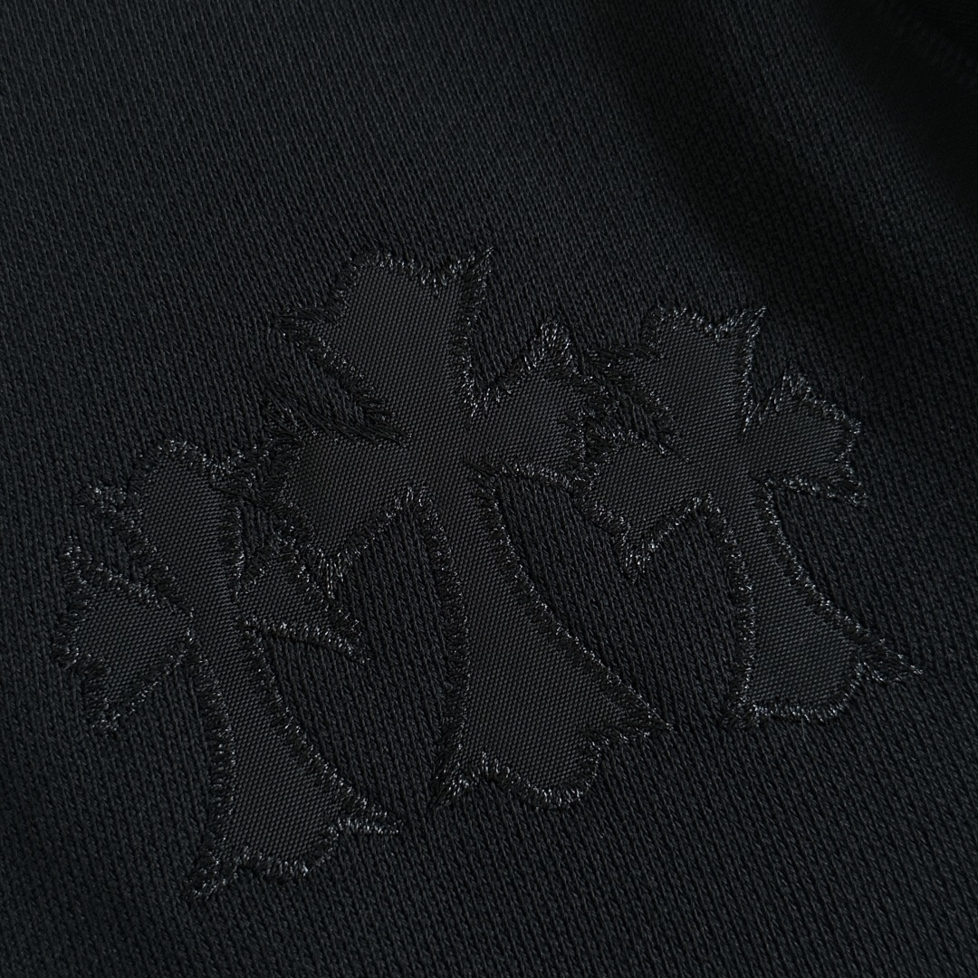 925 Chrome Hearts 克罗心 字母刺绣logo连帽卫衣 连帽衫 长袖 外套 黑色 