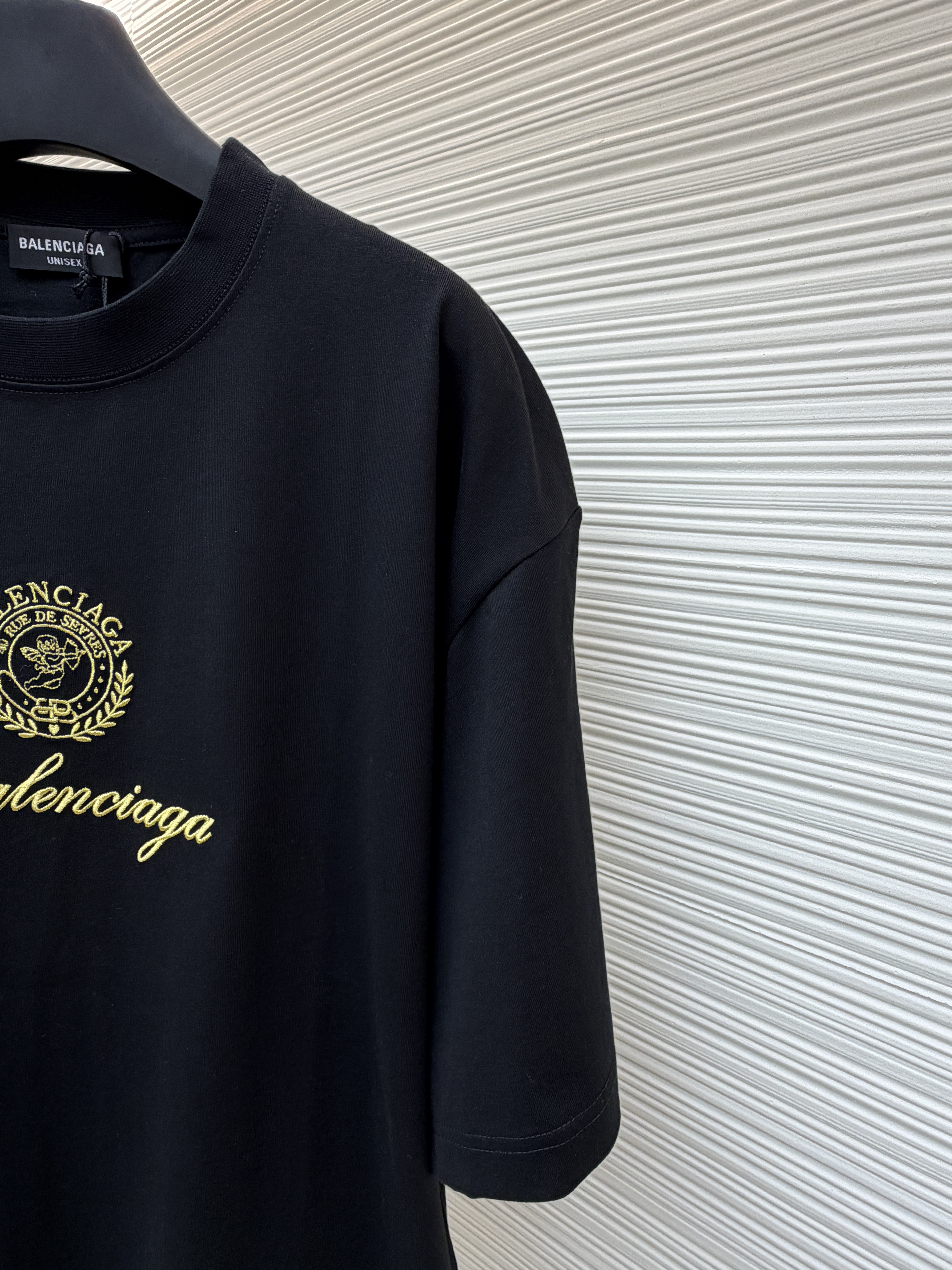 Balenciaga 巴黎世家 刺绣天使图腾圆领短袖 T恤 圆领 夏季 黑色 A0 