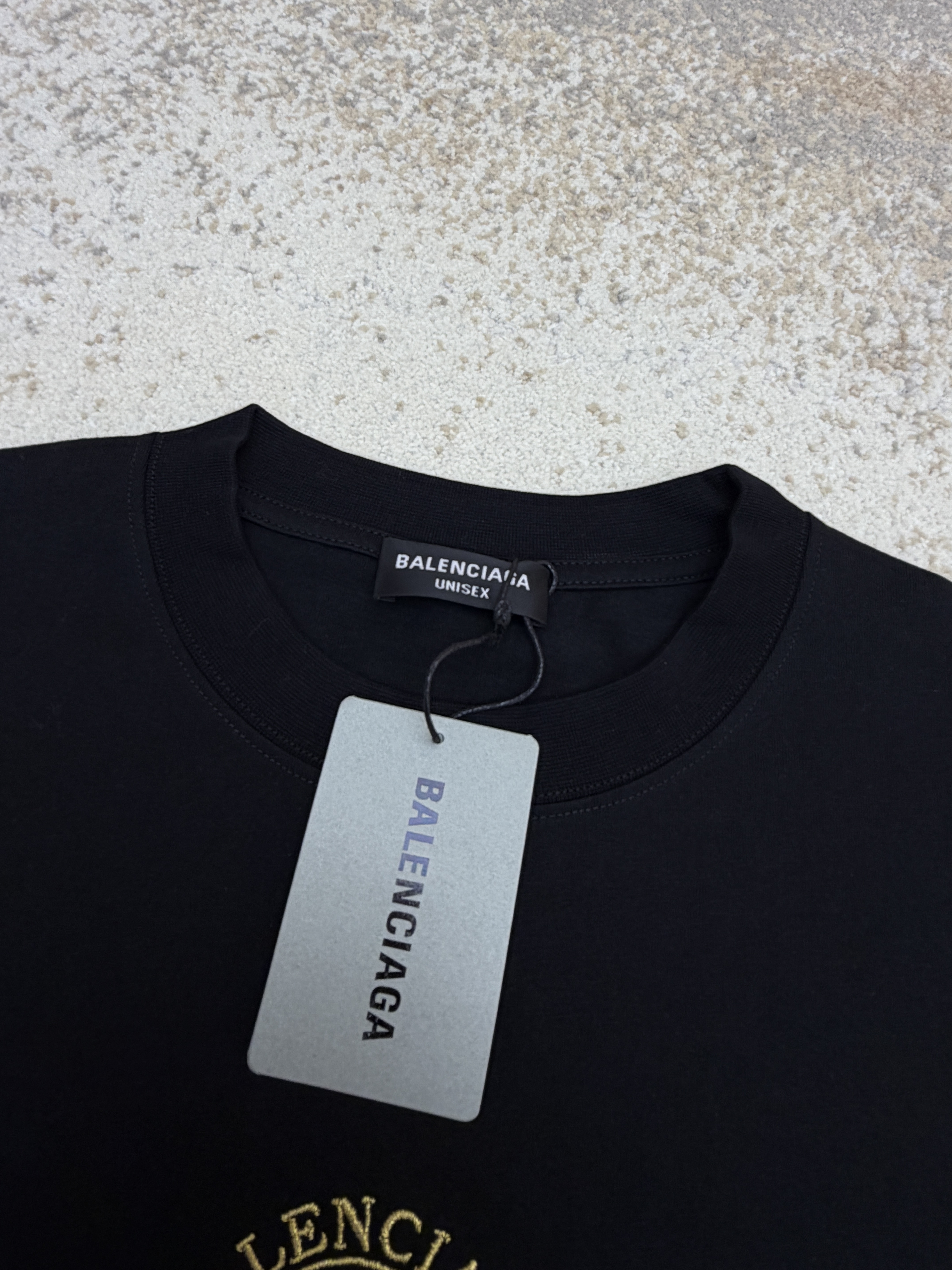 Balenciaga 巴黎世家 刺绣天使图腾圆领短袖 T恤 圆领 夏季 黑色 A0 
