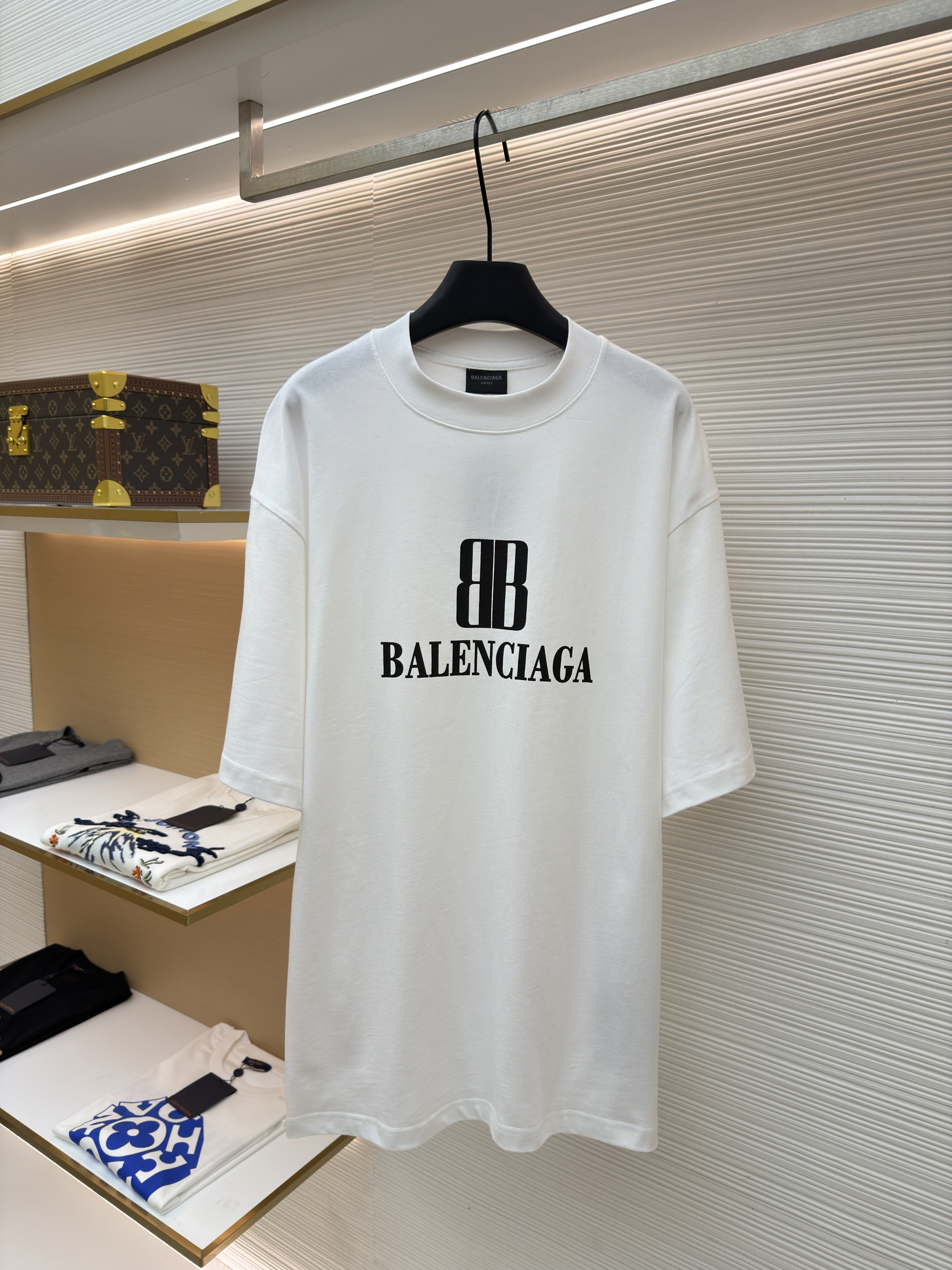 Balenciaga 巴黎世家 BB印花圆领短袖 T恤 圆领 夏季 白色 黑色 酒红色 A0 