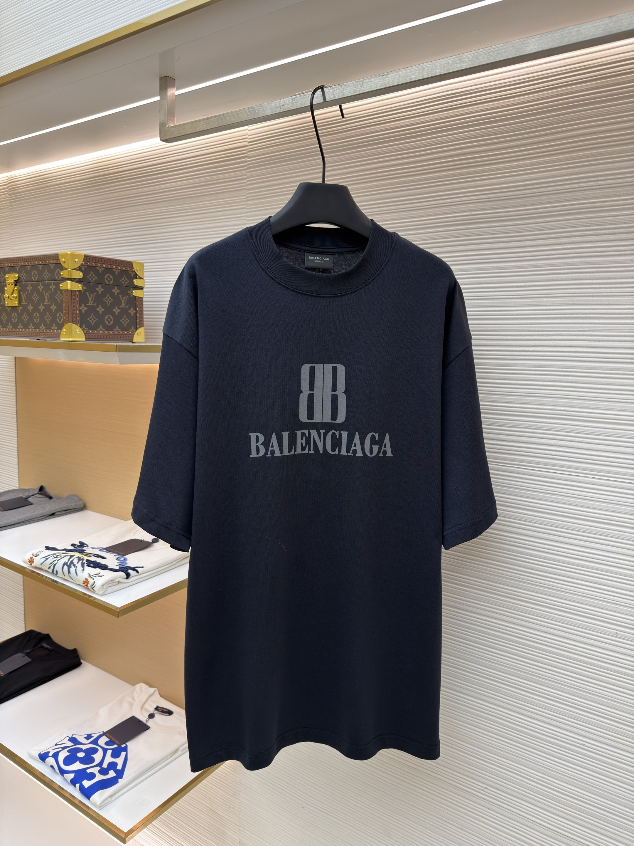 Balenciaga 巴黎世家 BB印花圆领短袖 T恤 圆领 夏季 白色 黑色 酒红色 A0