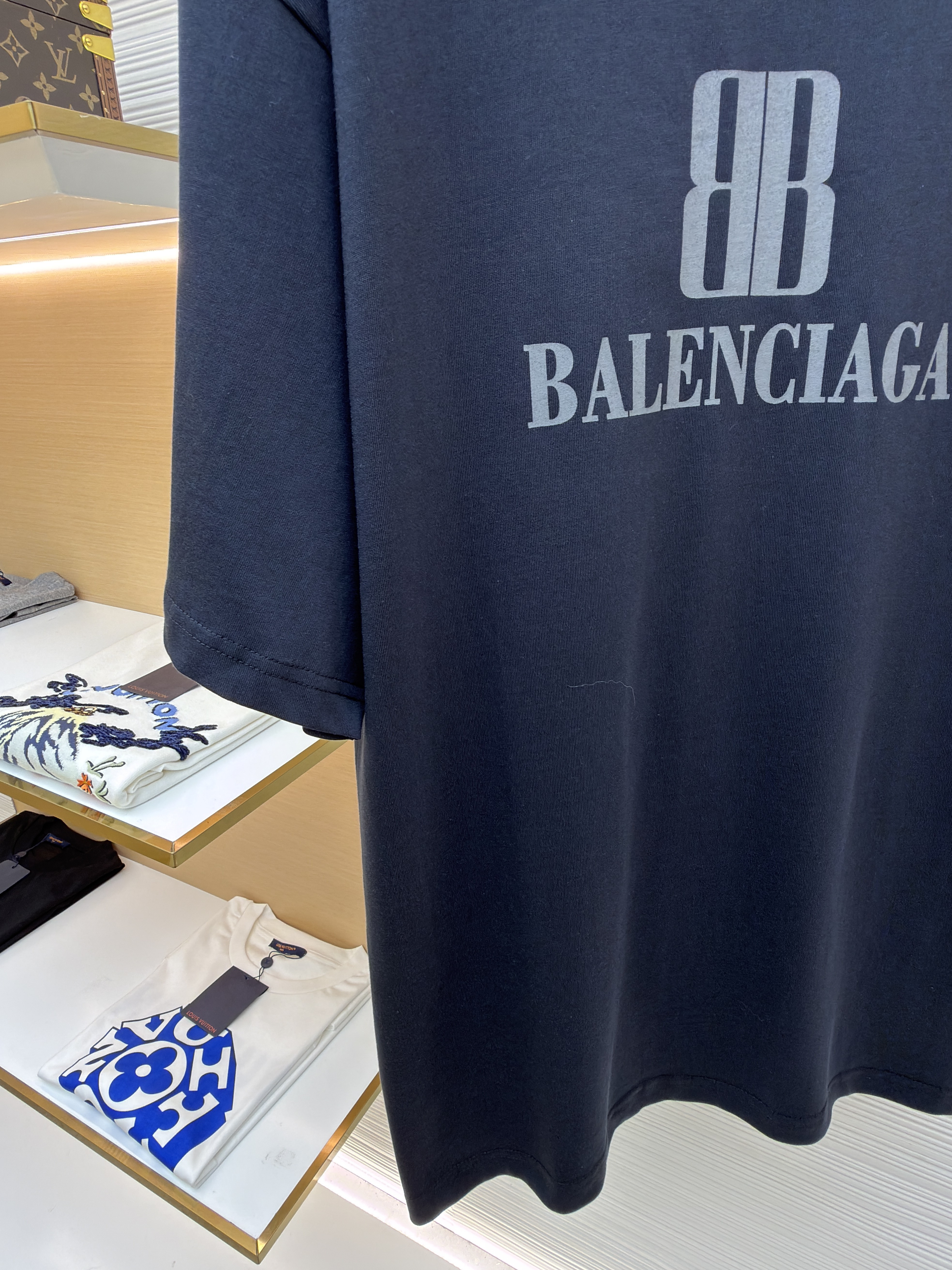 Balenciaga 巴黎世家 BB印花圆领短袖 T恤 圆领 夏季 白色 黑色 酒红色 A0
