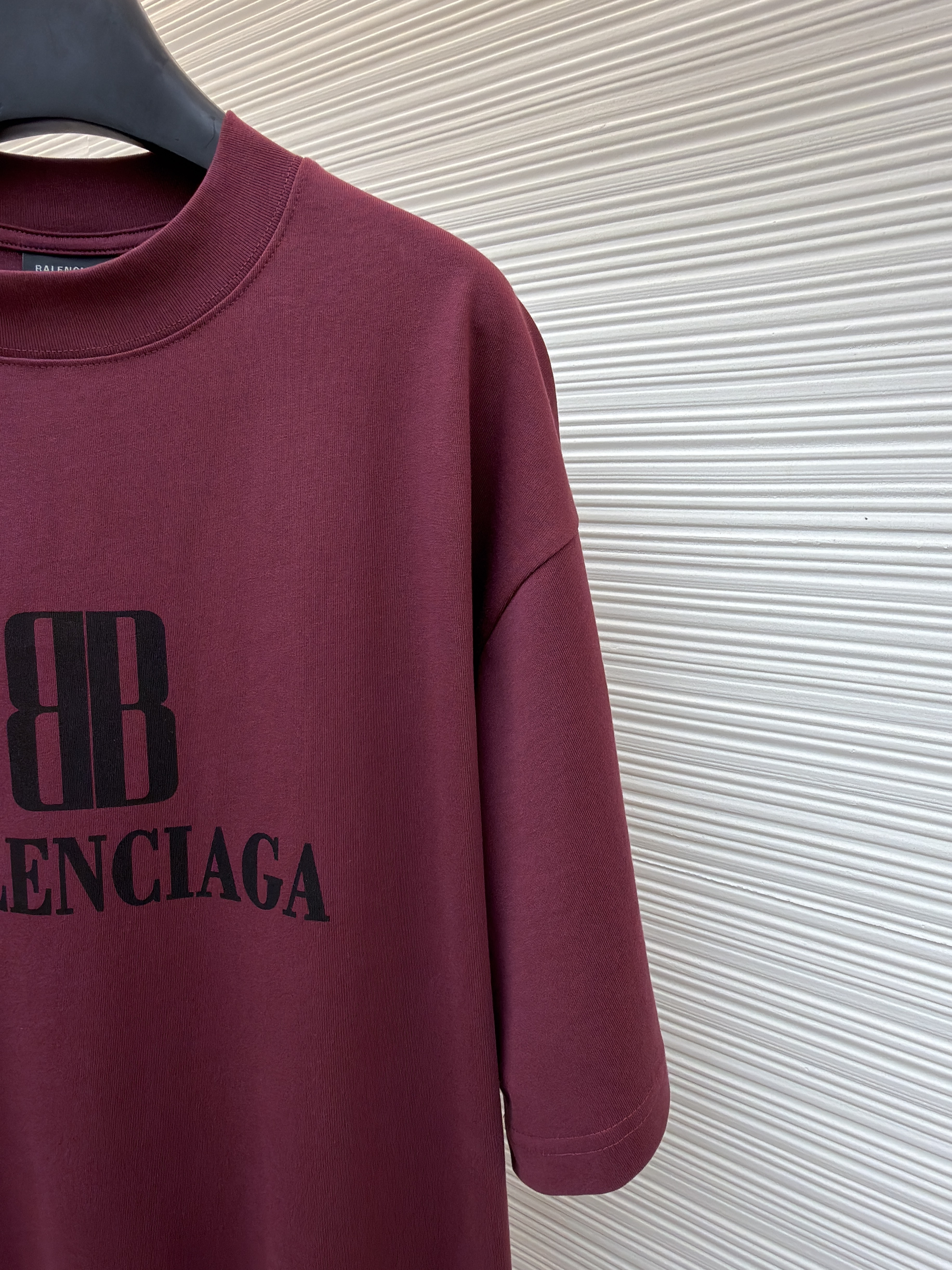 Balenciaga 巴黎世家 BB印花圆领短袖 T恤 圆领 夏季 白色 黑色 酒红色 A0 