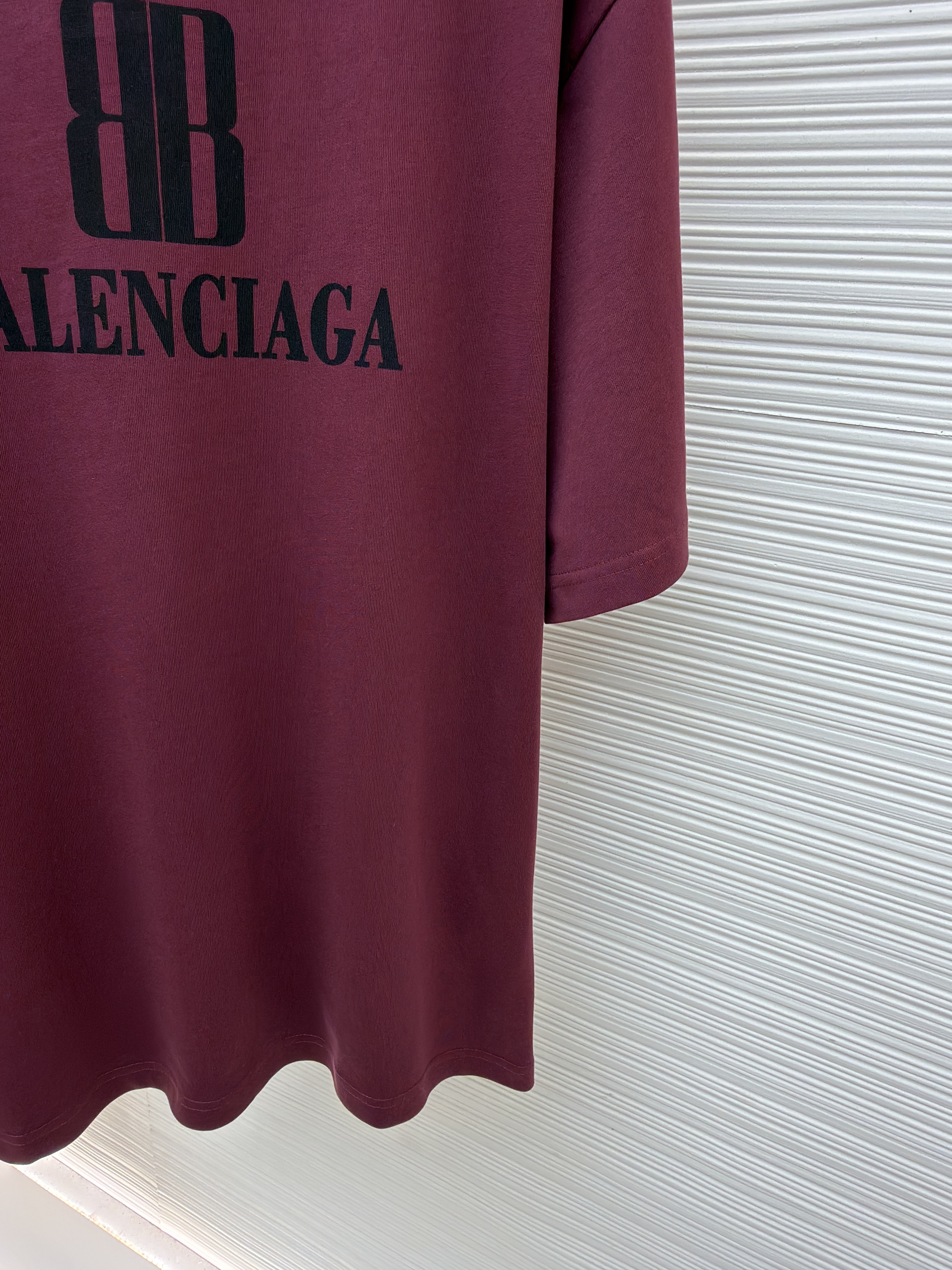 Balenciaga 巴黎世家 BB印花圆领短袖 T恤 圆领 夏季 白色 黑色 酒红色 A0 