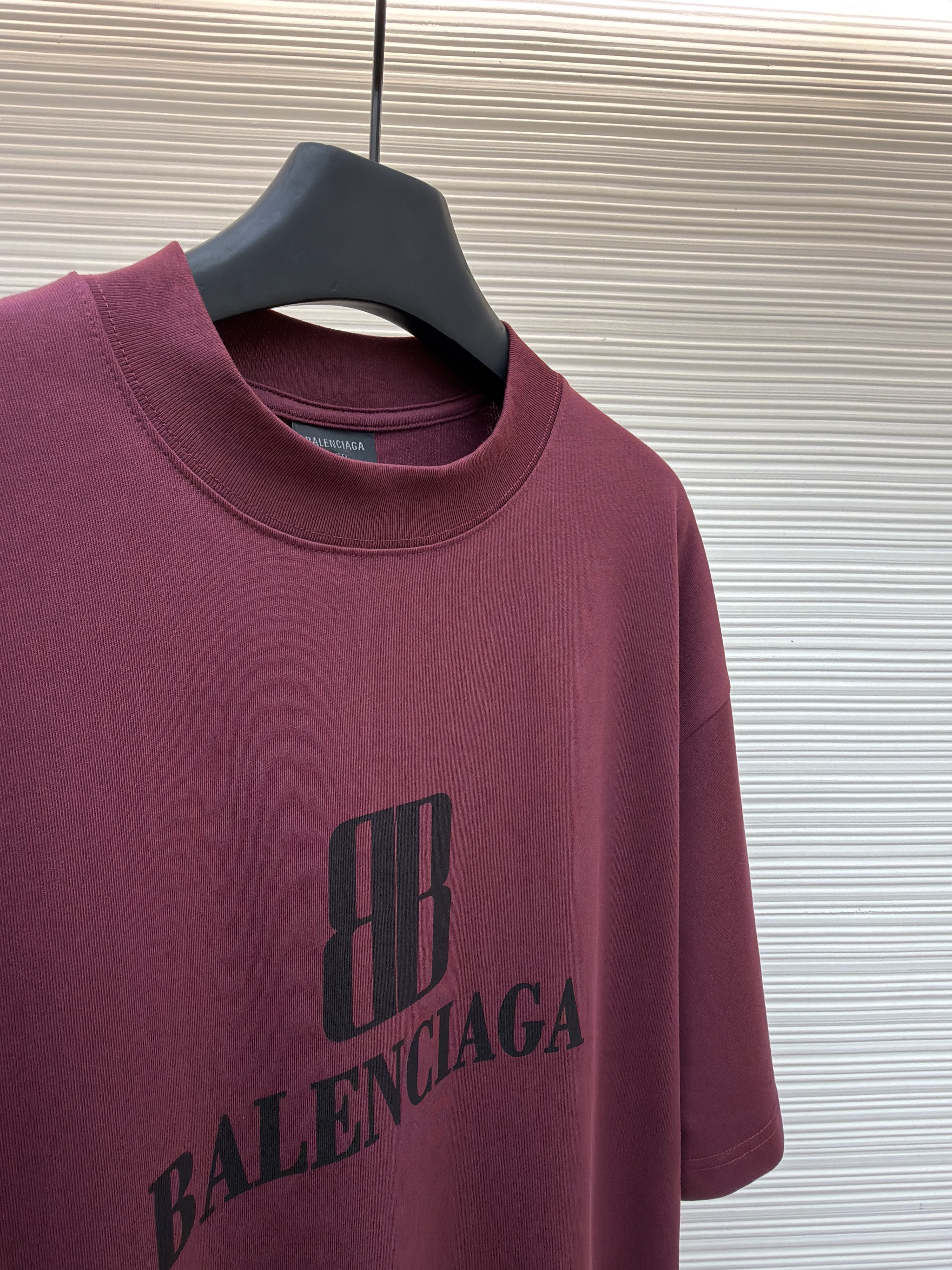 Balenciaga 巴黎世家 BB印花圆领短袖 T恤 圆领 夏季 白色 黑色 酒红色 A0