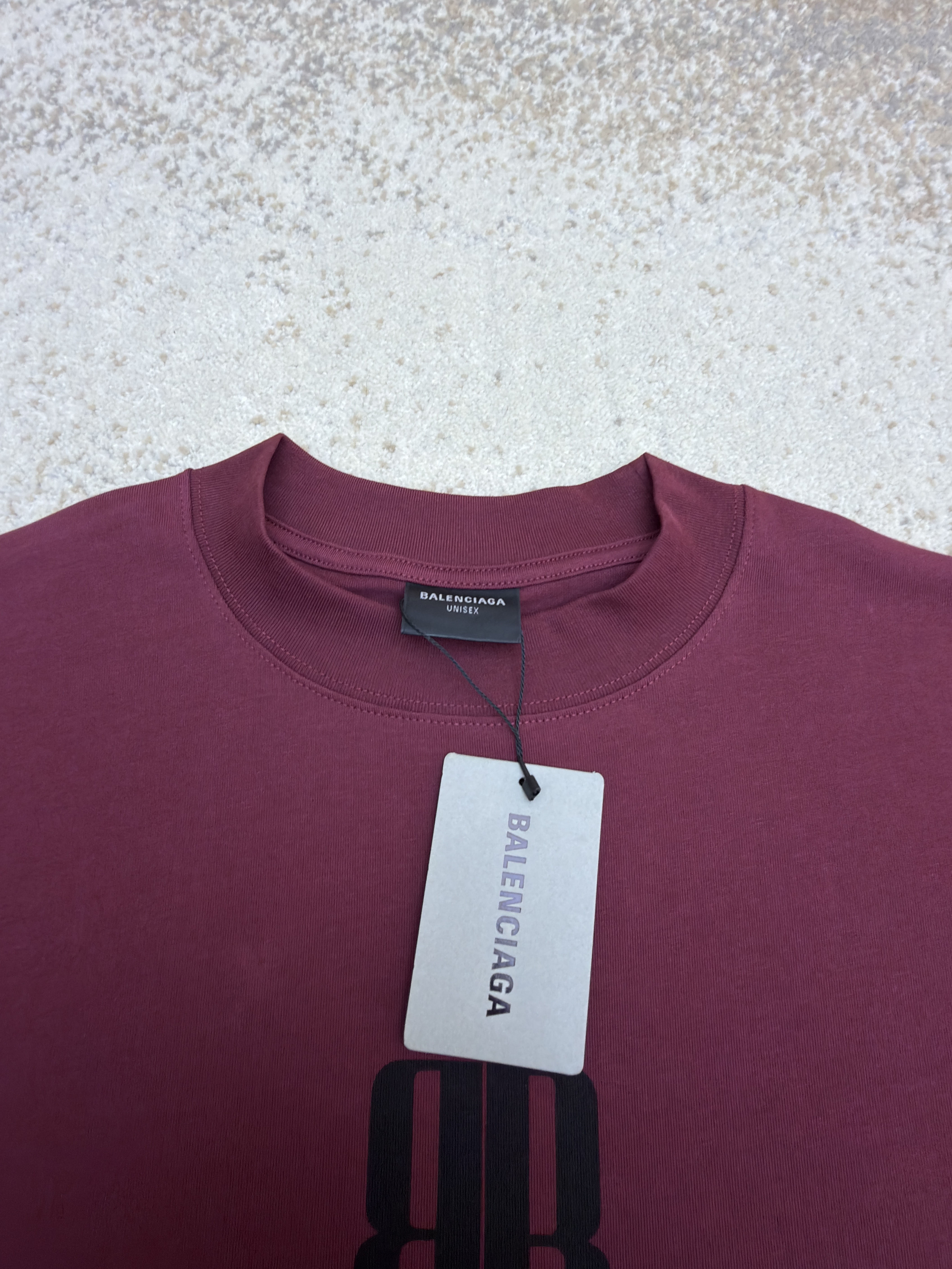 Balenciaga 巴黎世家 BB印花圆领短袖 T恤 圆领 夏季 白色 黑色 酒红色 A0 
