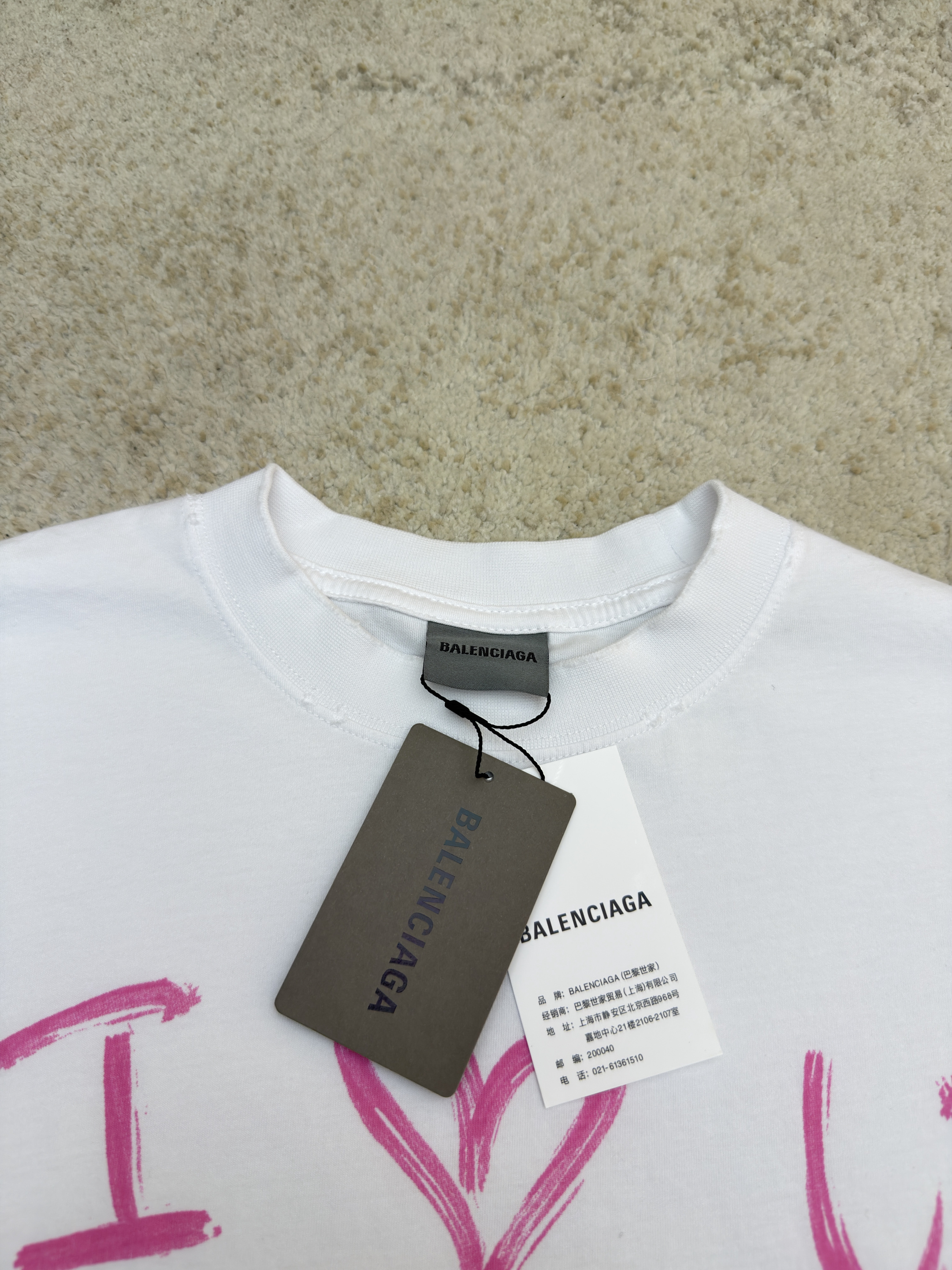 Balenciaga 巴黎世家 七夕箭头印花圆领短袖 T恤 圆领 夏季 白色 黑色 A0 
