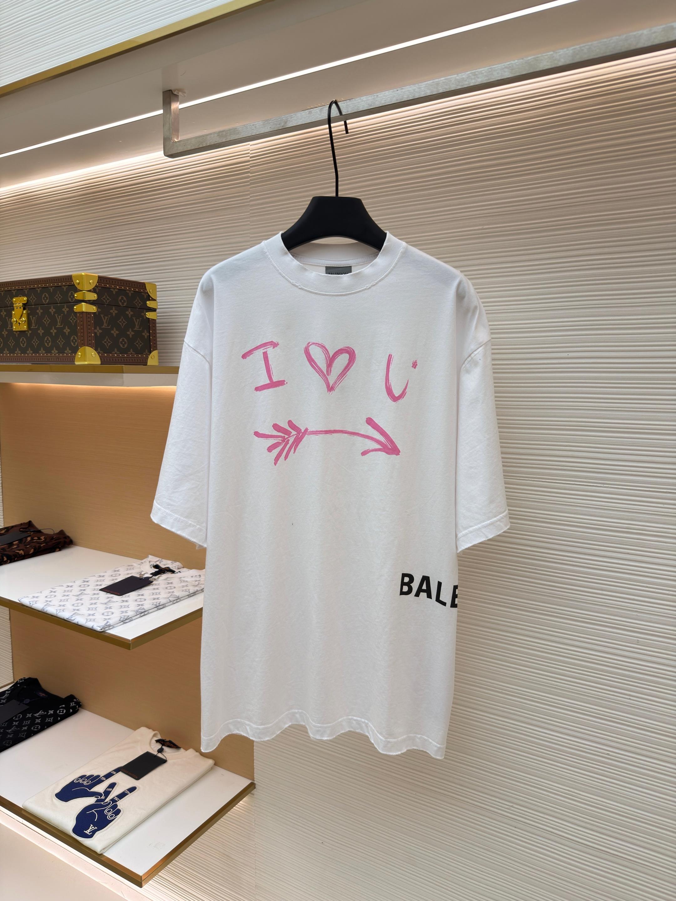 Balenciaga 巴黎世家 七夕箭头印花圆领短袖 T恤 圆领 夏季 白色 黑色 A0 