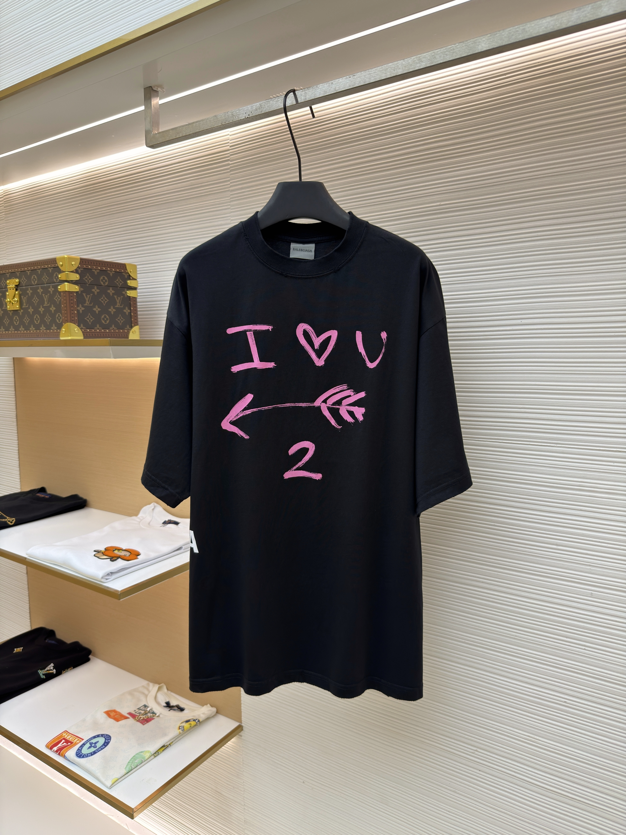 Balenciaga 巴黎世家 七夕箭头印花圆领短袖 T恤 圆领 夏季 白色 黑色 A0 