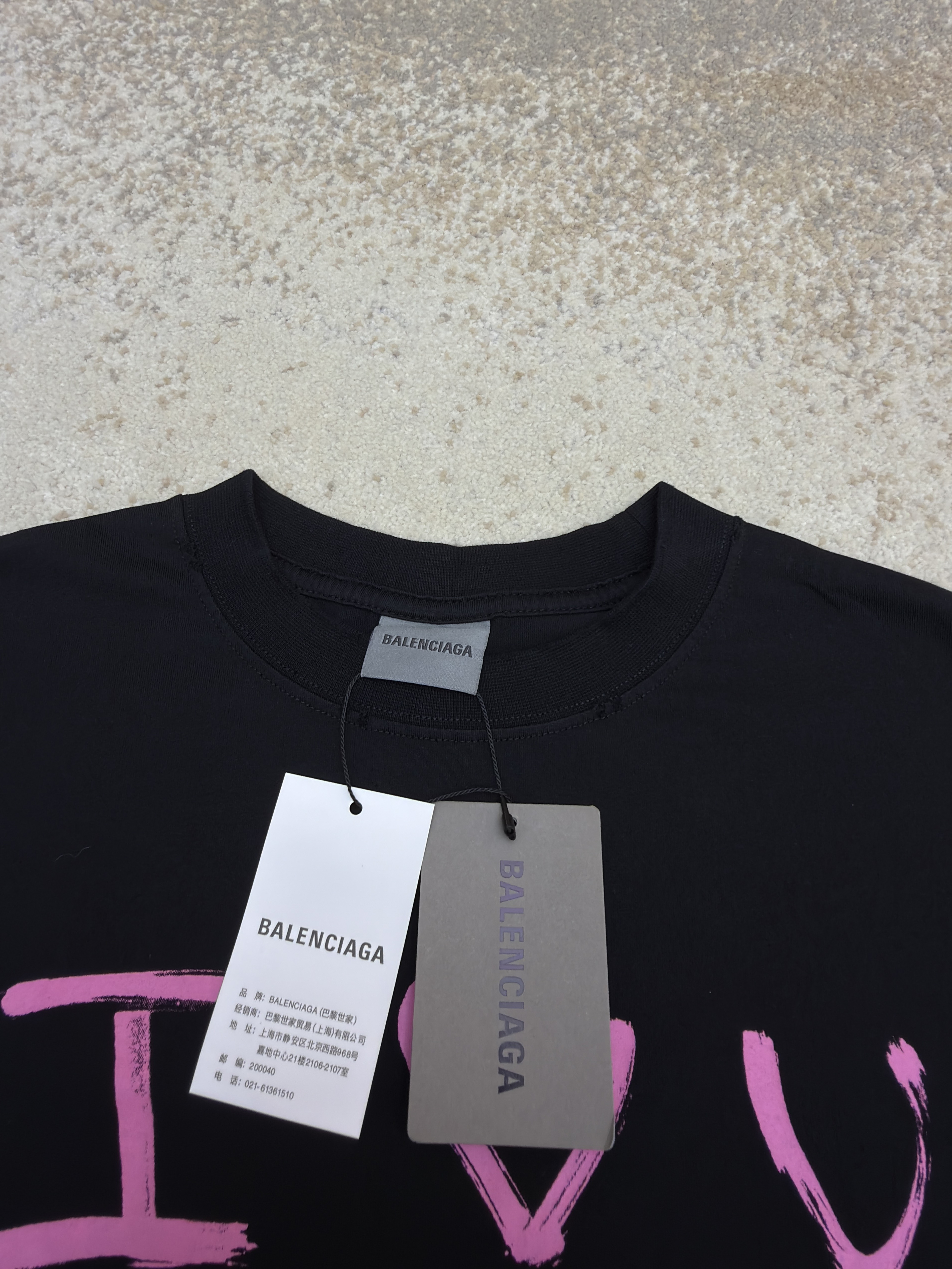 Balenciaga 巴黎世家 七夕箭头印花圆领短袖 T恤 圆领 夏季 白色 黑色 A0 