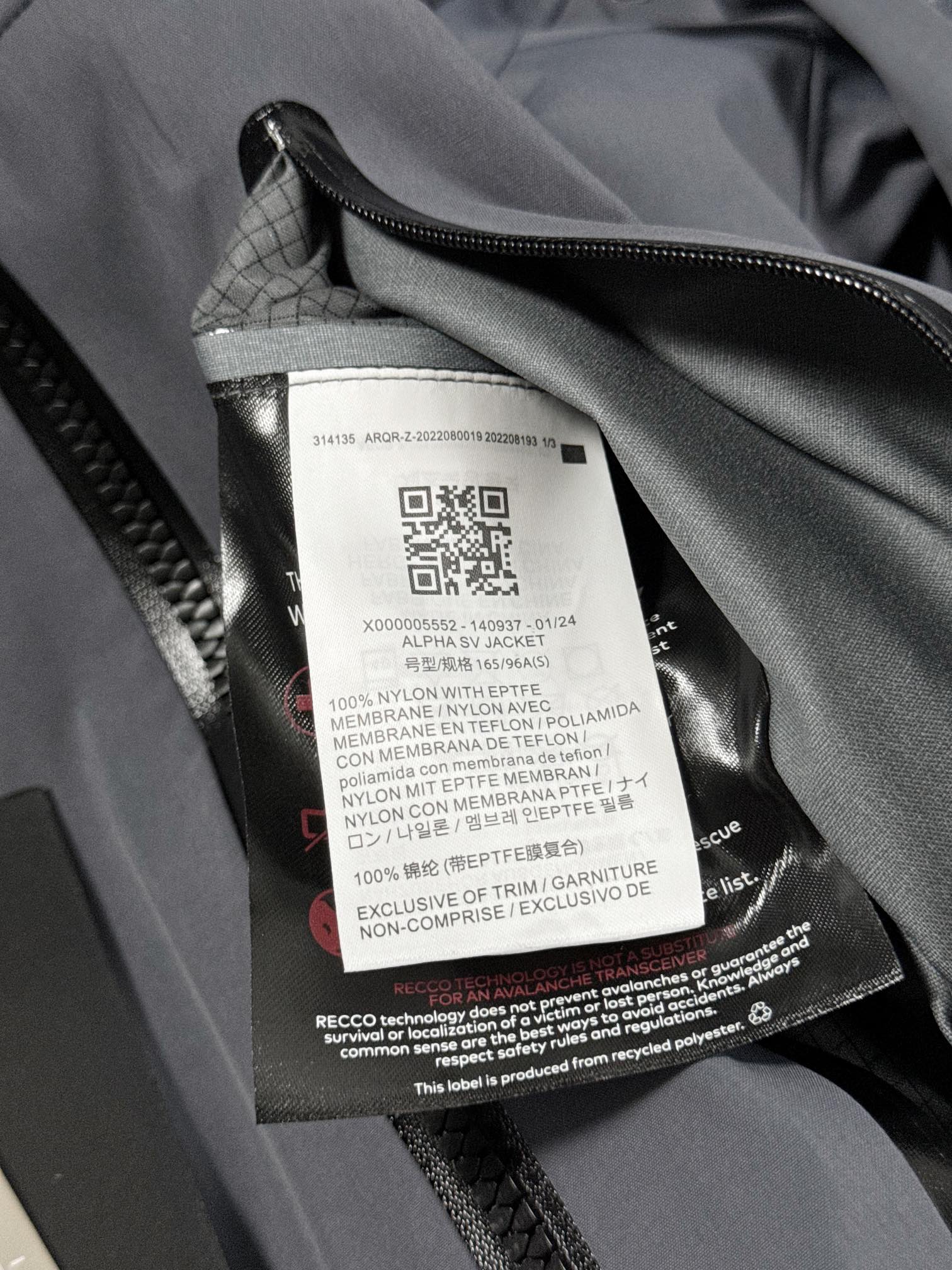 G13 台州 第7代 Arcteryx 始祖鸟 Alpha SV GORE-TEX Pro 冲锋 硬壳 防风防水 夹克 长袖 男款B5 灰色X000007555