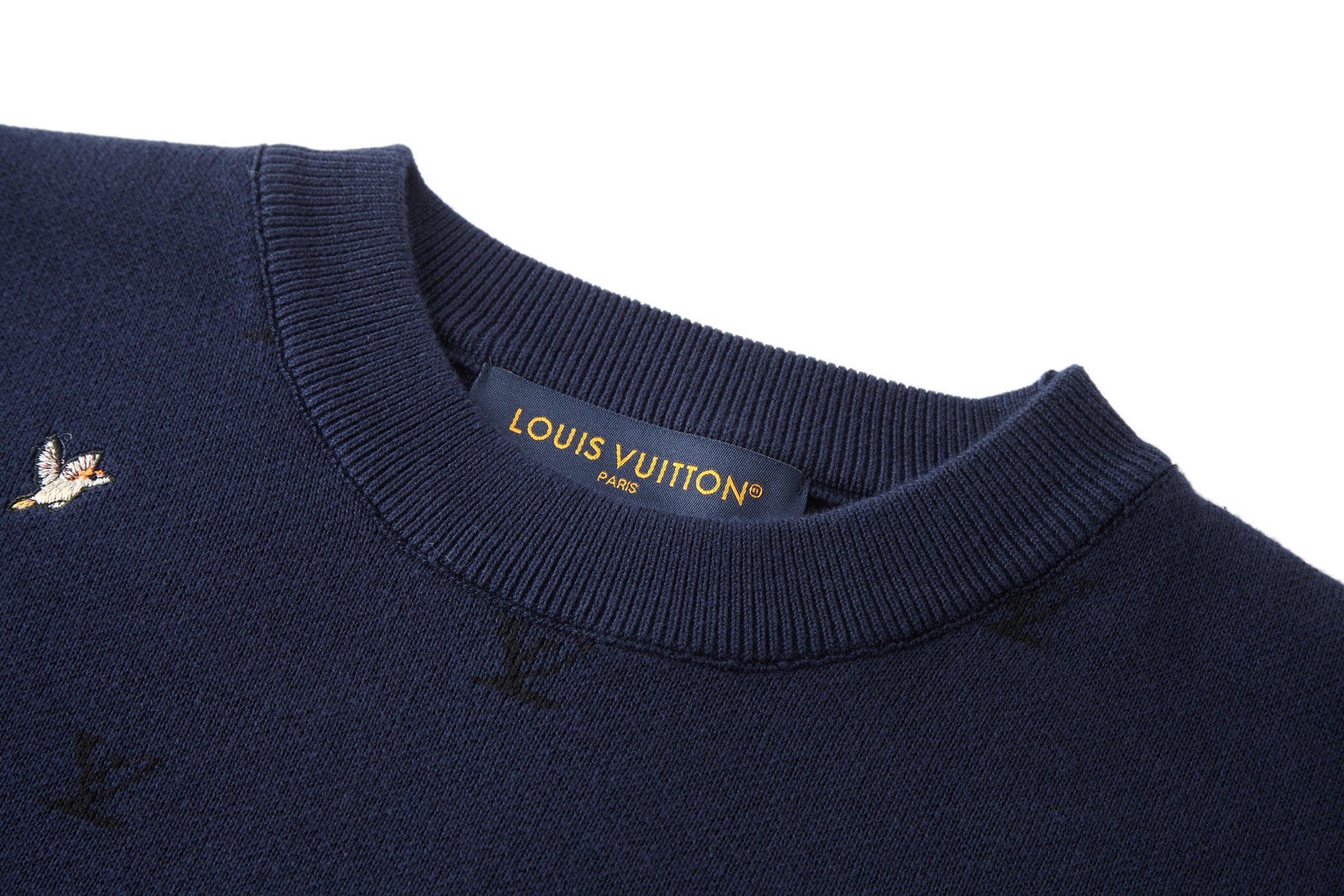 LOUIS VUITTON 路易威登 动物刺绣提花毛衣 针织衫 长袖 外套 蓝色 B0 1AJBUH