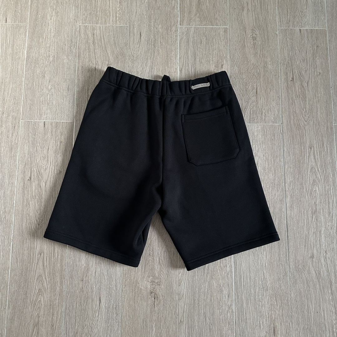 925 Chrome Hearts  CH 克罗心 黑色字母刺绣logo松紧腰短裤 裤子 运动裤 休闲裤 夏季 黑色