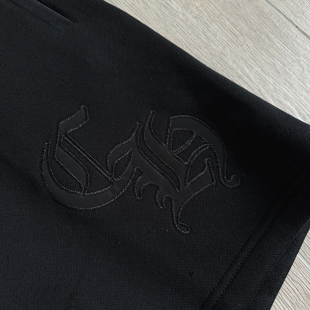 925 Chrome Hearts  CH 克罗心 黑色字母刺绣logo松紧腰短裤 裤子 运动裤 休闲裤 夏季 黑色
