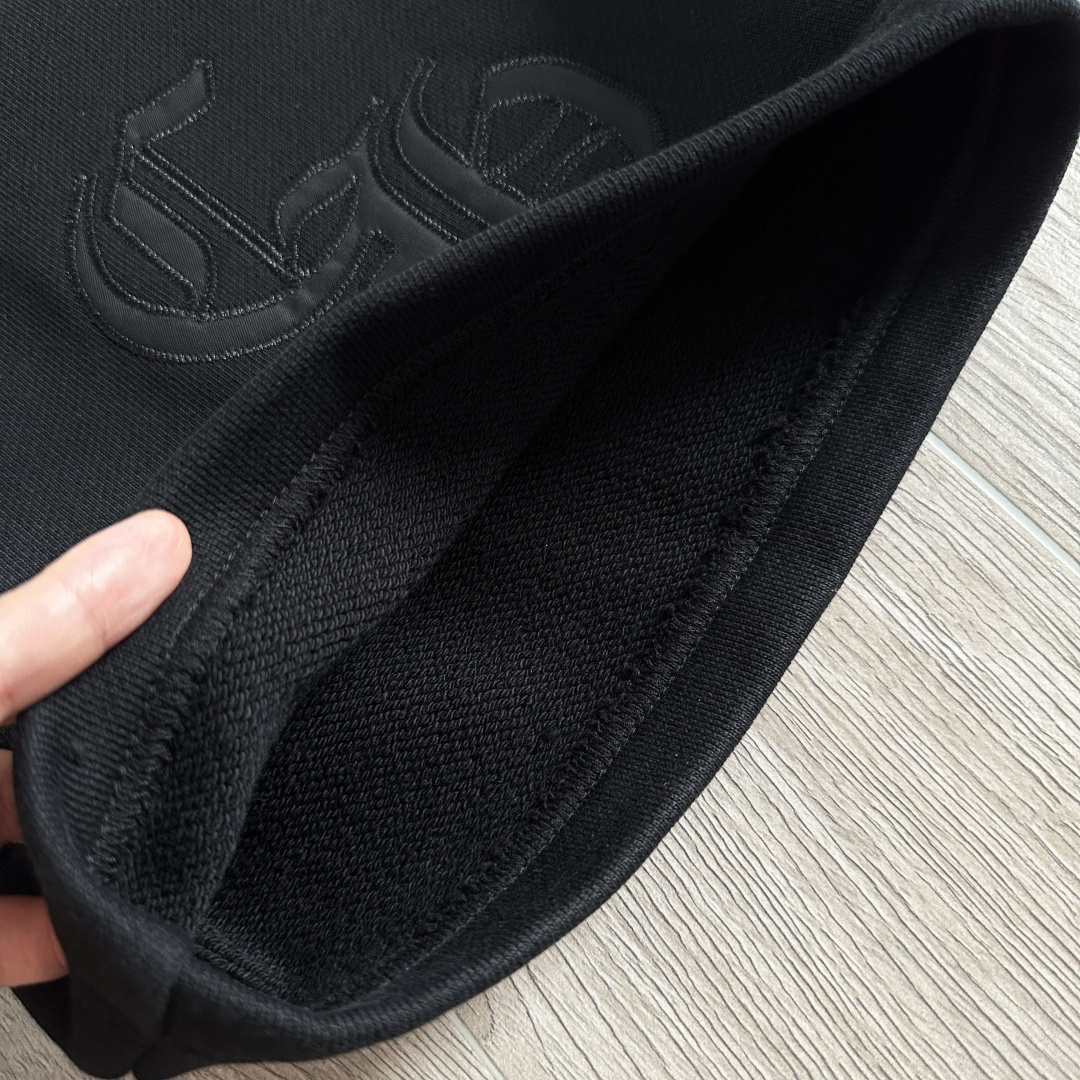 925 Chrome Hearts  CH 克罗心 黑色字母刺绣logo松紧腰短裤 裤子 运动裤 休闲裤 夏季 黑色