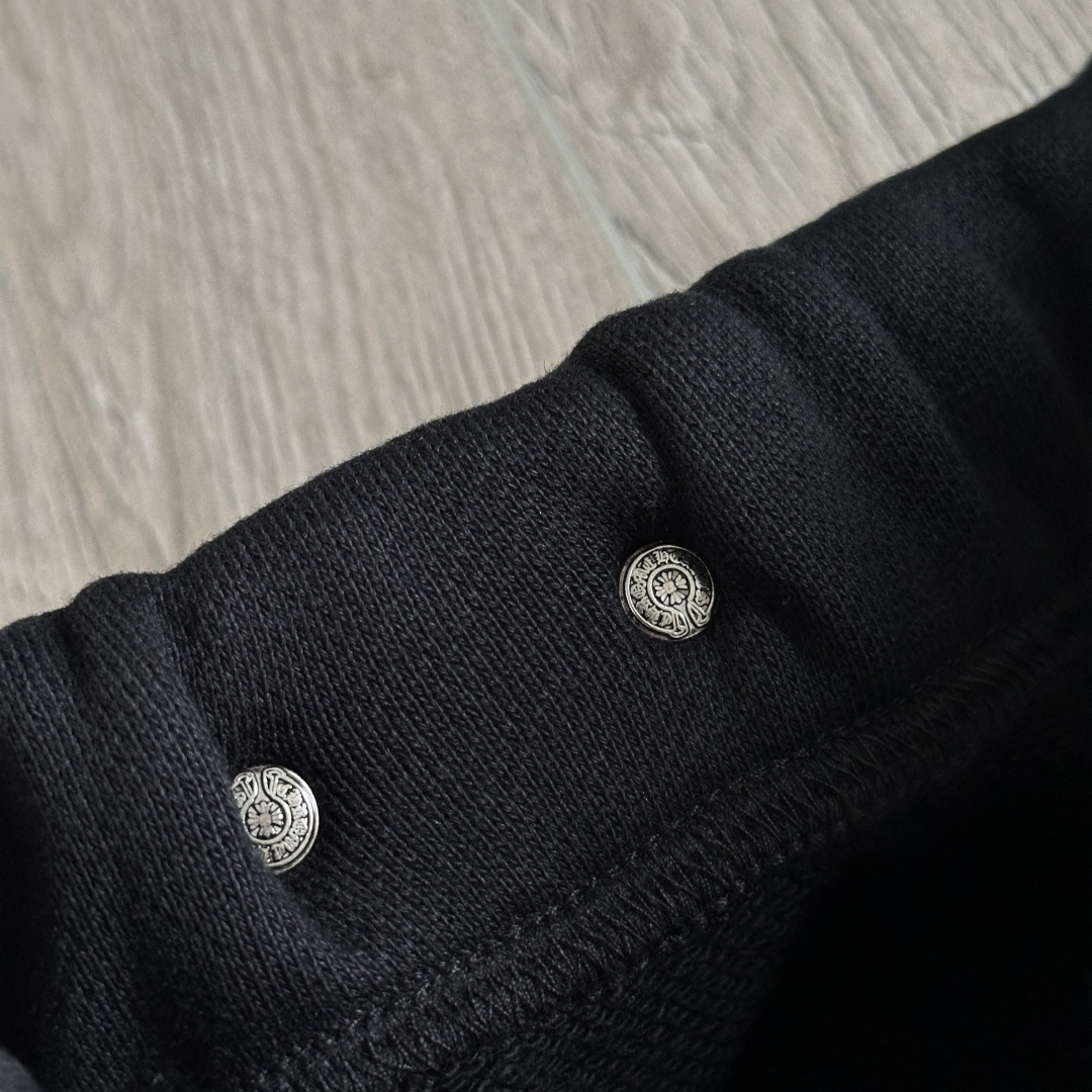 925 Chrome Hearts  CH 克罗心 黑色字母刺绣logo松紧腰短裤 裤子 运动裤 休闲裤 夏季 黑色