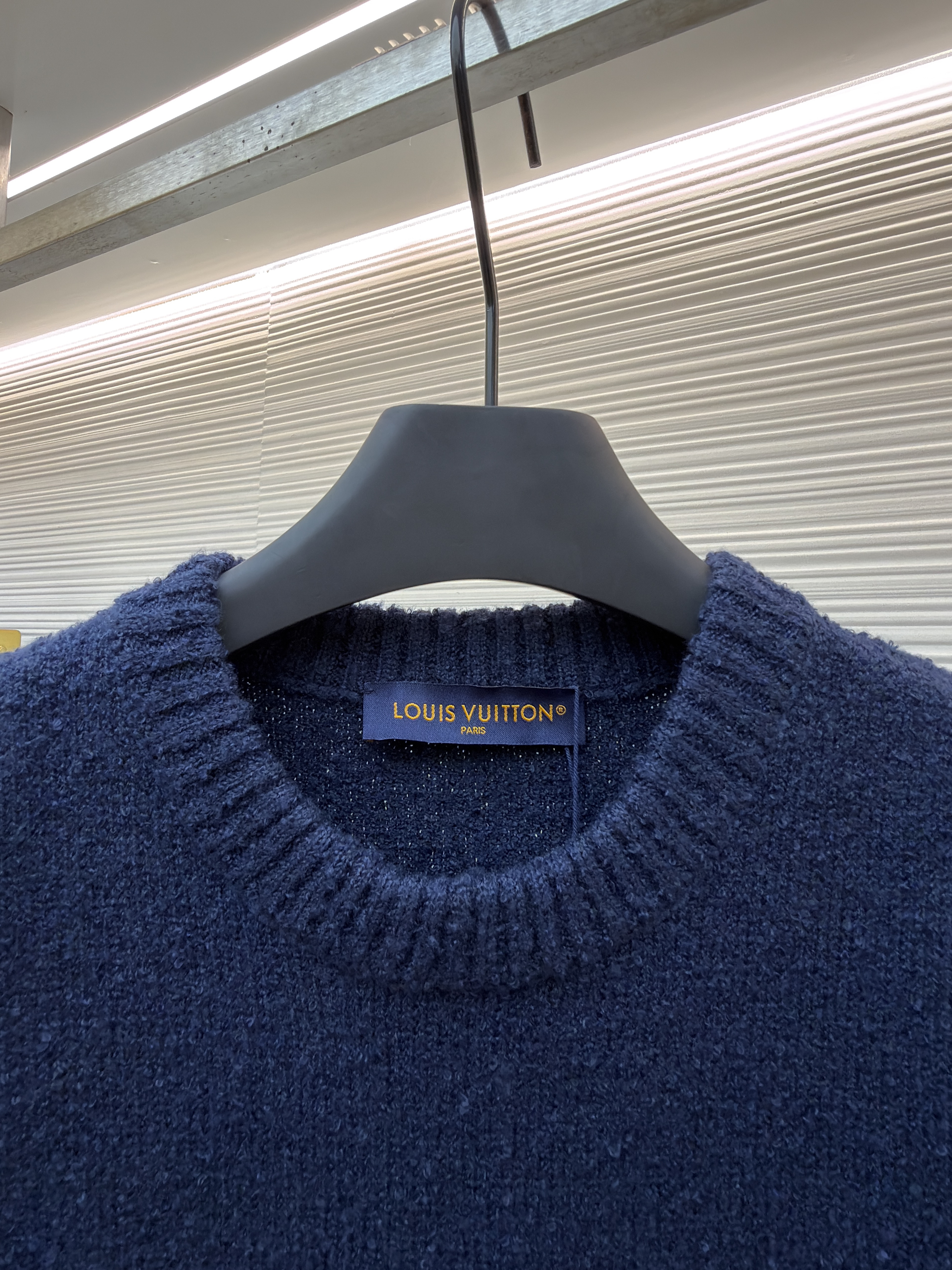 LOUIS VUITTON 路易威登 字母刺绣羊毛套头针织毛衣 针织衫 长袖 外套 藏蓝色 B0 