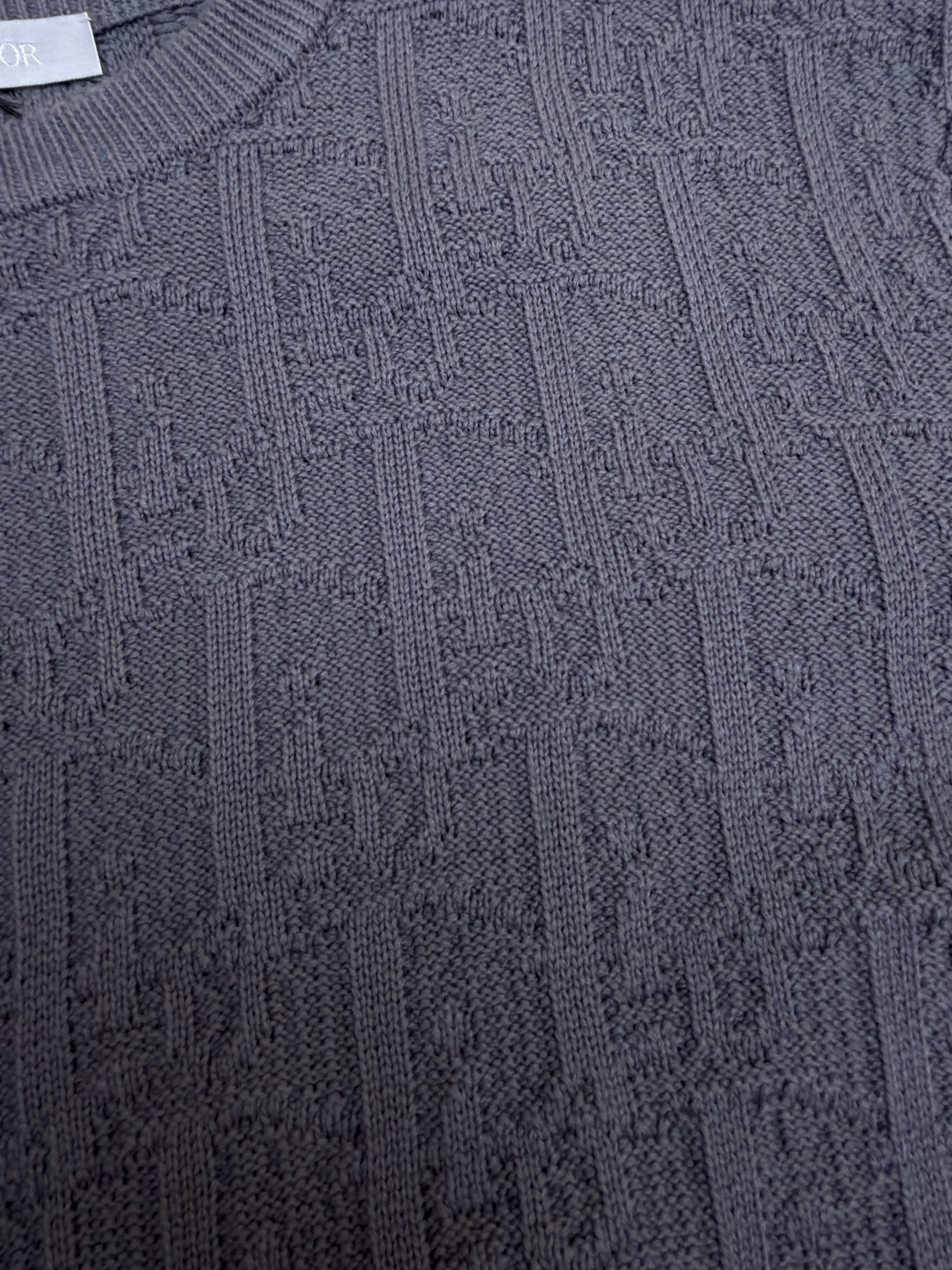 DIOR 迪奥 纯色暗纹圆领针织毛衣 针织衫 外套 长袖 黑色 灰色 B0