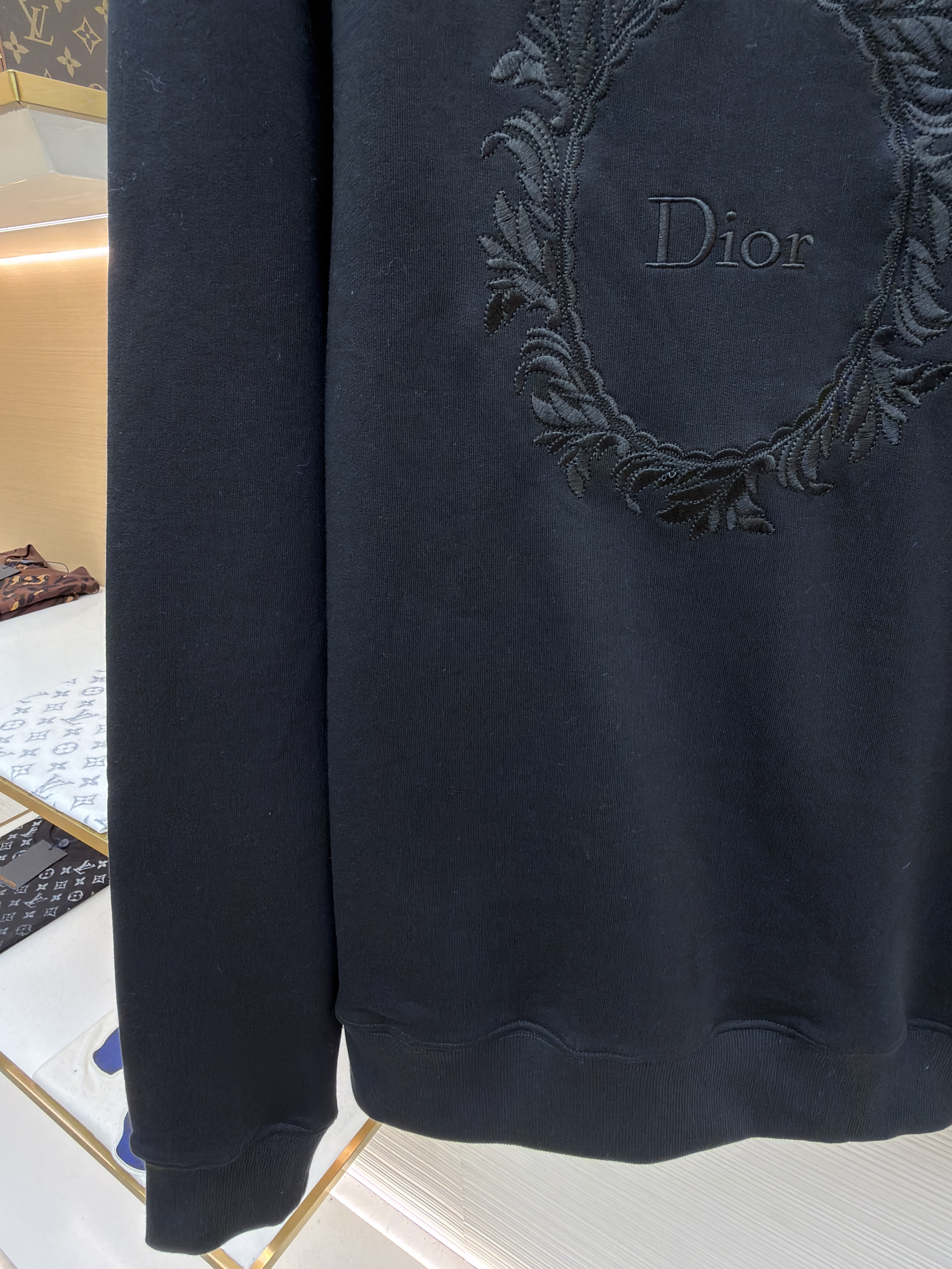 DIOR 迪奥 刺绣圆环圆领卫衣 外套 长袖 秋冬款 黑色 B0