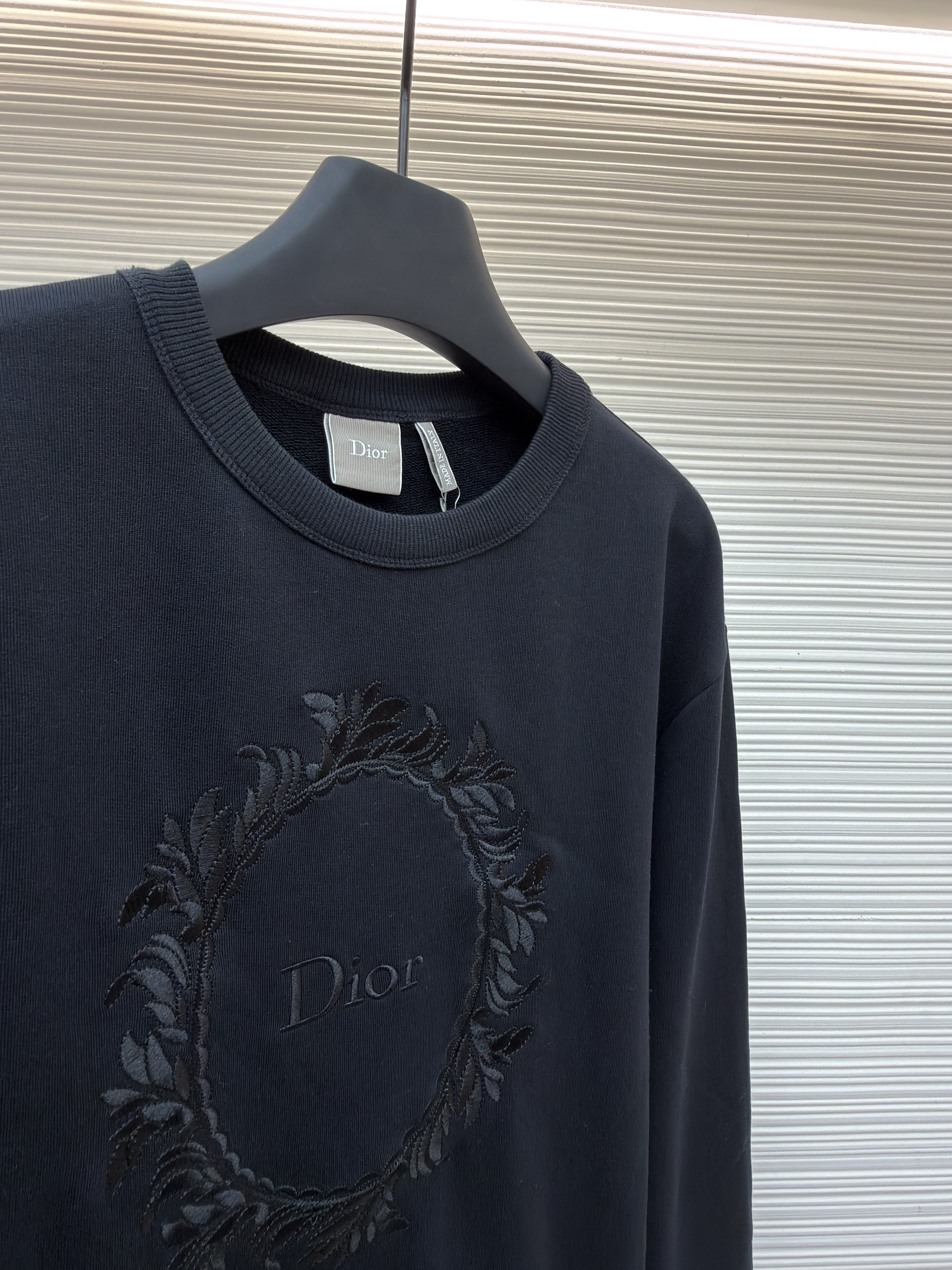 DIOR 迪奥 刺绣圆环圆领卫衣 外套 长袖 秋冬款 黑色 B0