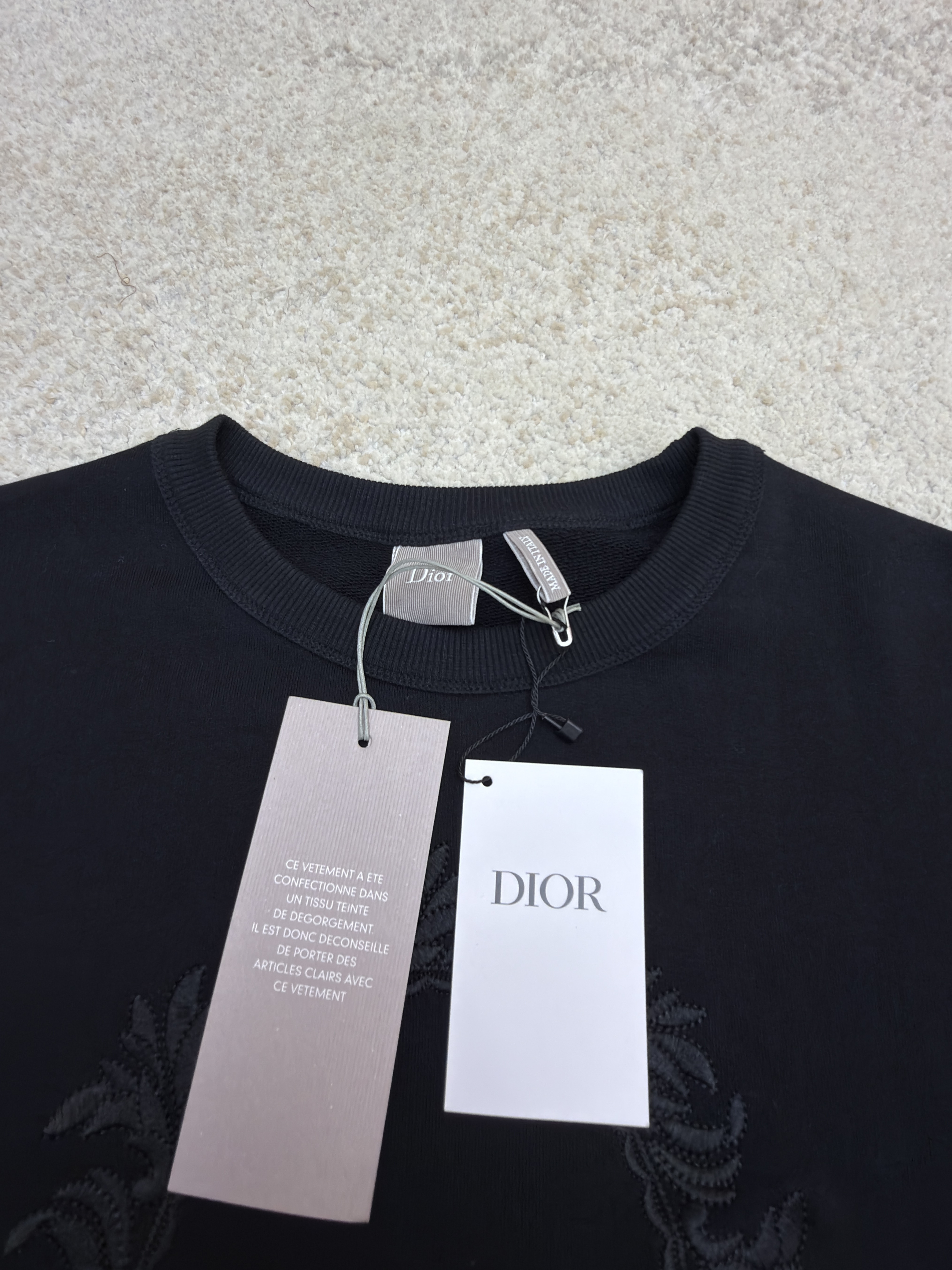 DIOR 迪奥 刺绣圆环圆领卫衣 外套 长袖 秋冬款 黑色 B0
