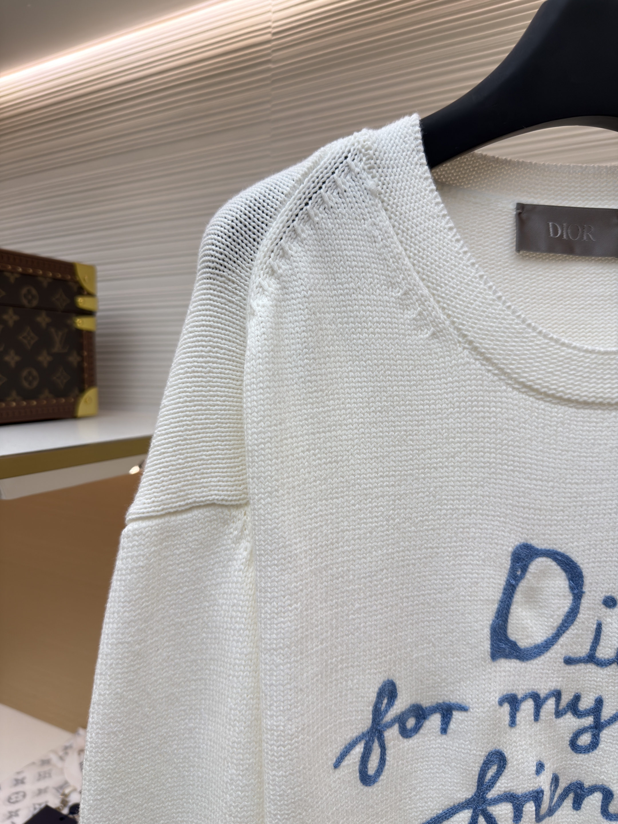 DIOR 迪奥 字母刺绣针织毛衣 针织衫 外套 长袖 白色 蓝色 B0