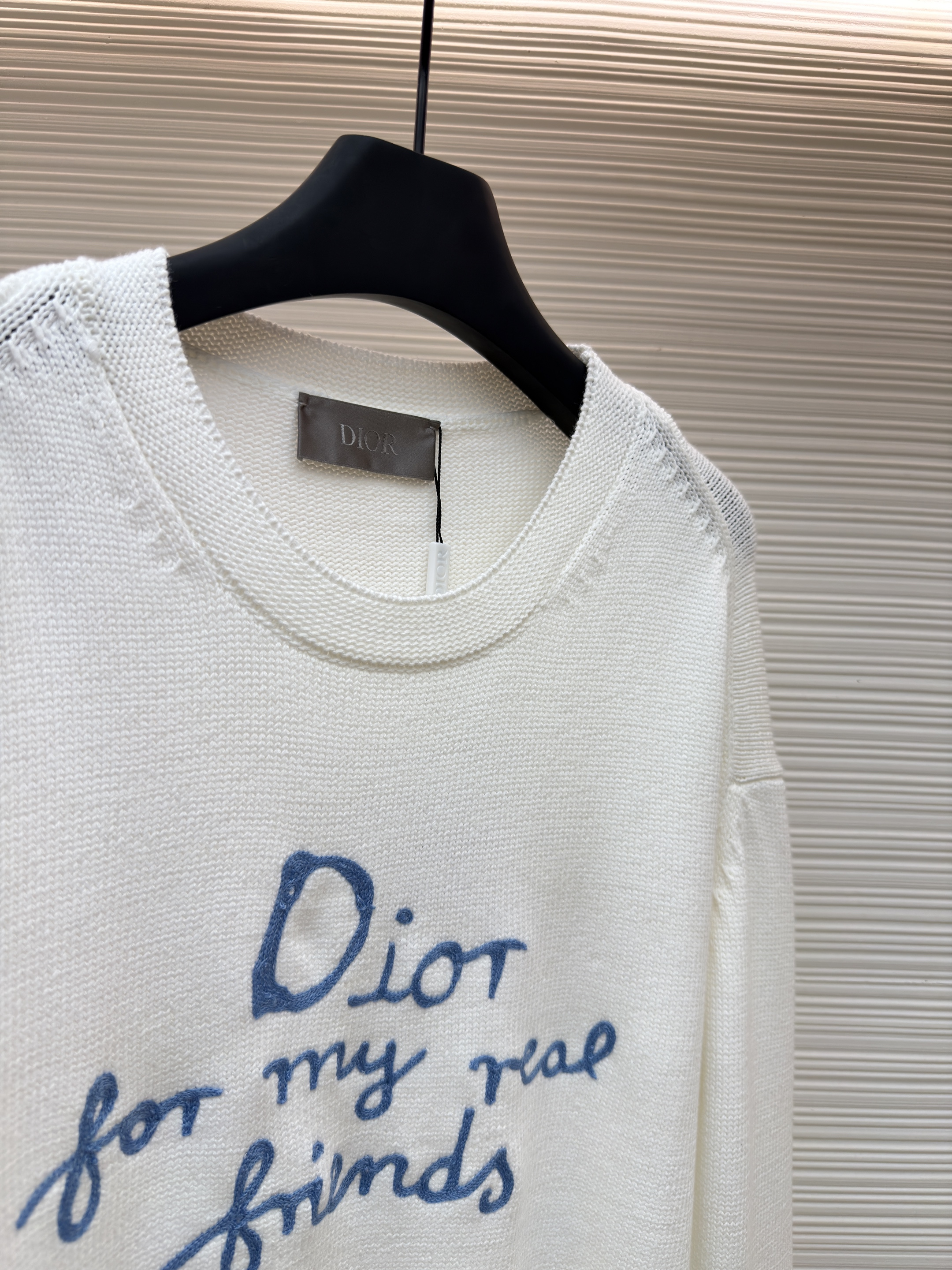 DIOR 迪奥 字母刺绣针织毛衣 针织衫 外套 长袖 白色 蓝色 B0