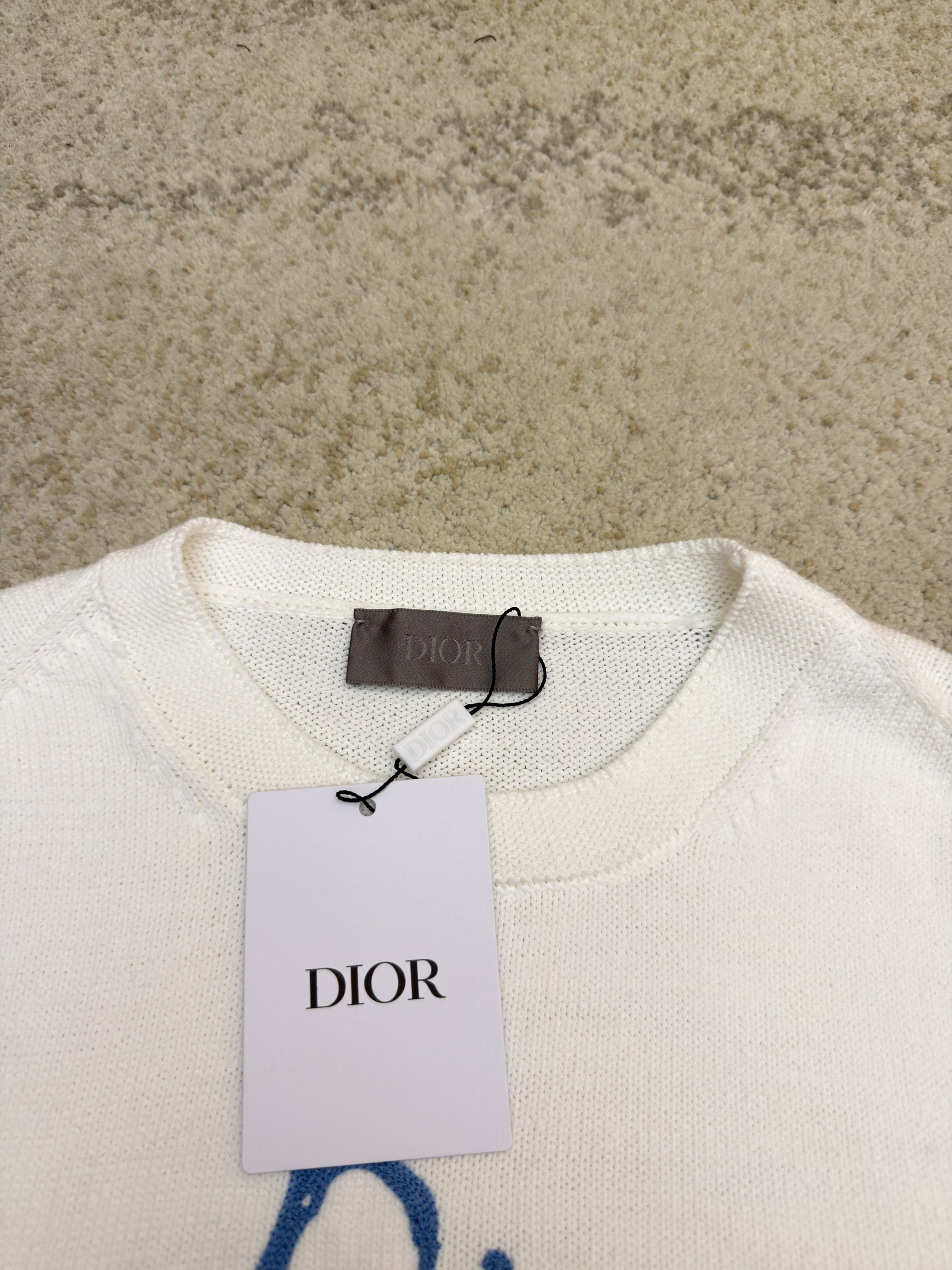 DIOR 迪奥 字母刺绣针织毛衣 针织衫 外套 长袖 白色 蓝色 B0