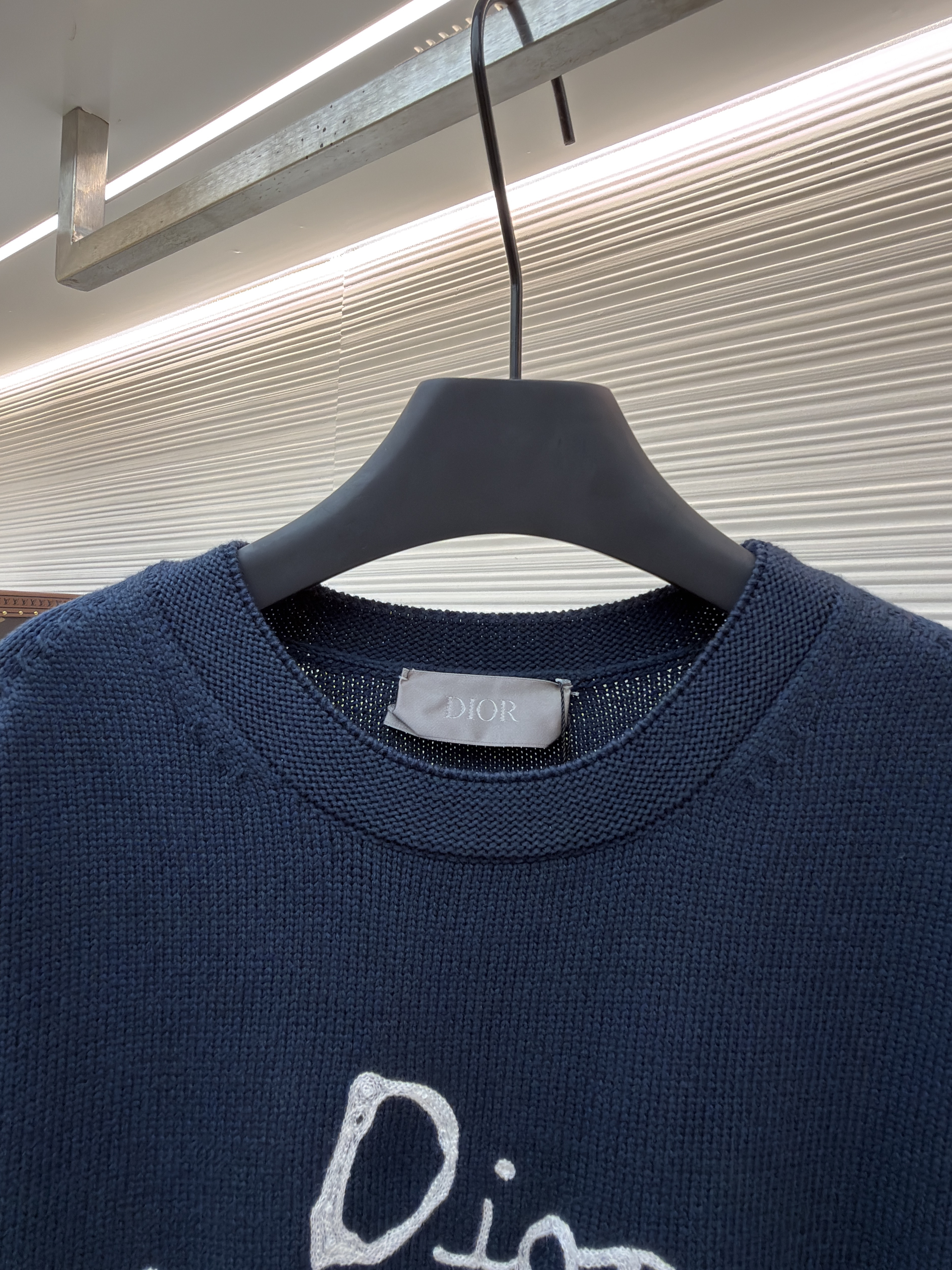 DIOR 迪奥 字母刺绣针织毛衣 针织衫 外套 长袖 白色 蓝色 B0