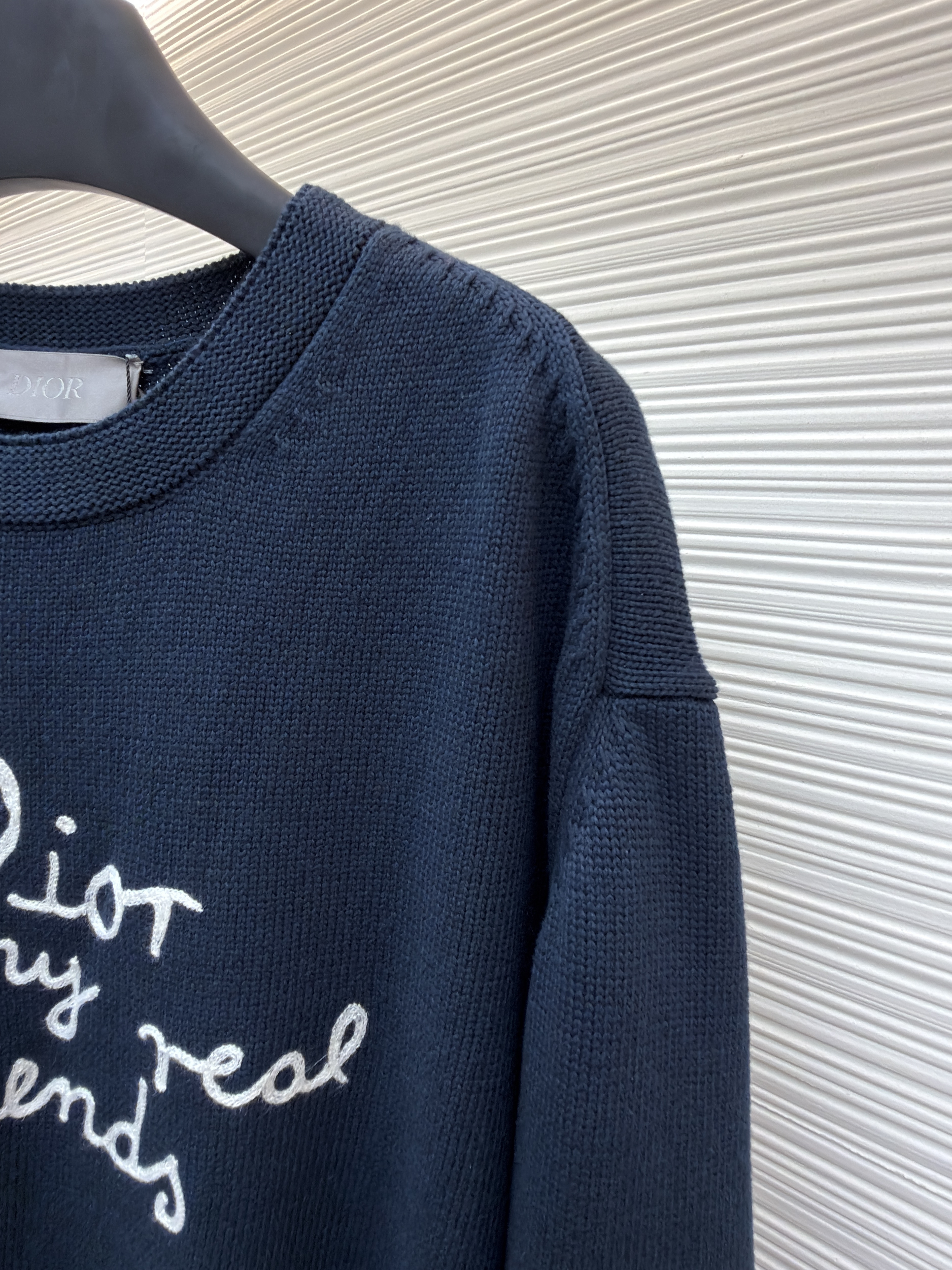 DIOR 迪奥 字母刺绣针织毛衣 针织衫 外套 长袖 白色 蓝色 B0