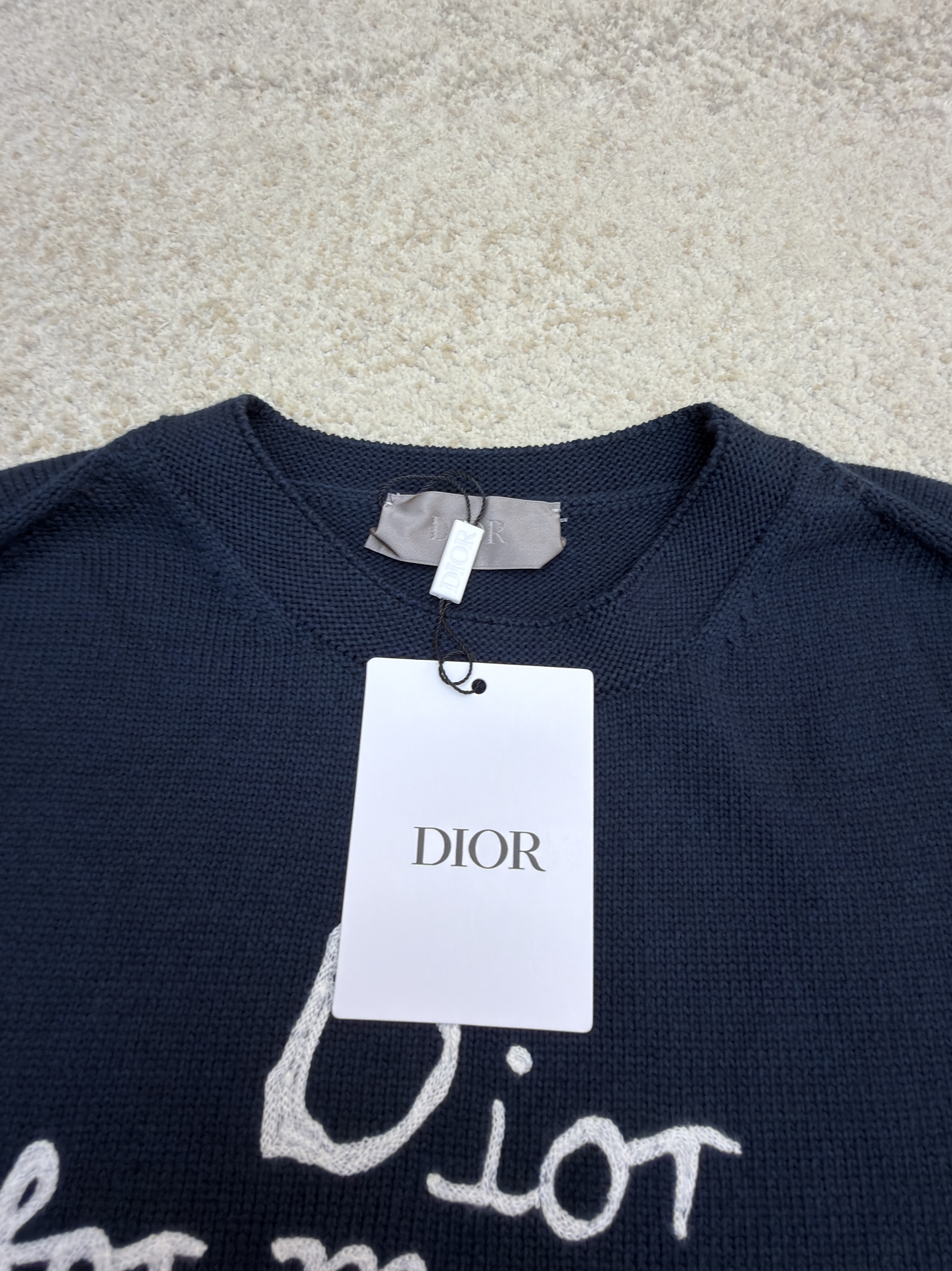 DIOR 迪奥 字母刺绣针织毛衣 针织衫 外套 长袖 白色 蓝色 B0